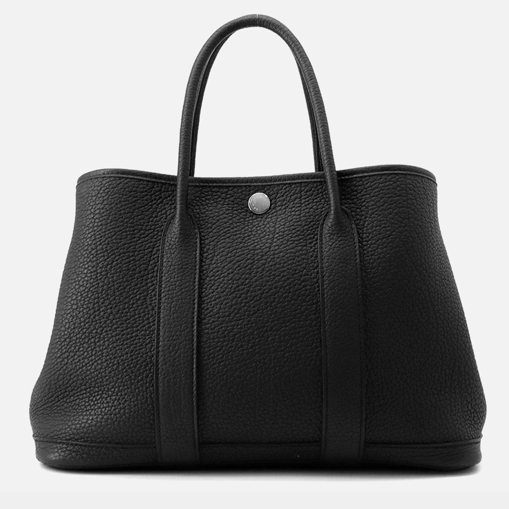 Pre Owned Hermes Garden Party Black Negonda Leather Size TPM
