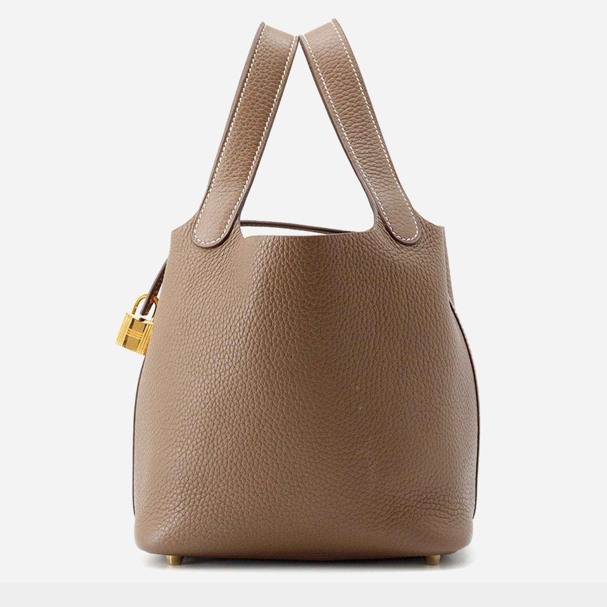 Pre Owned Hermes Picotin Lock Etoupe Taurillon Clemence 18