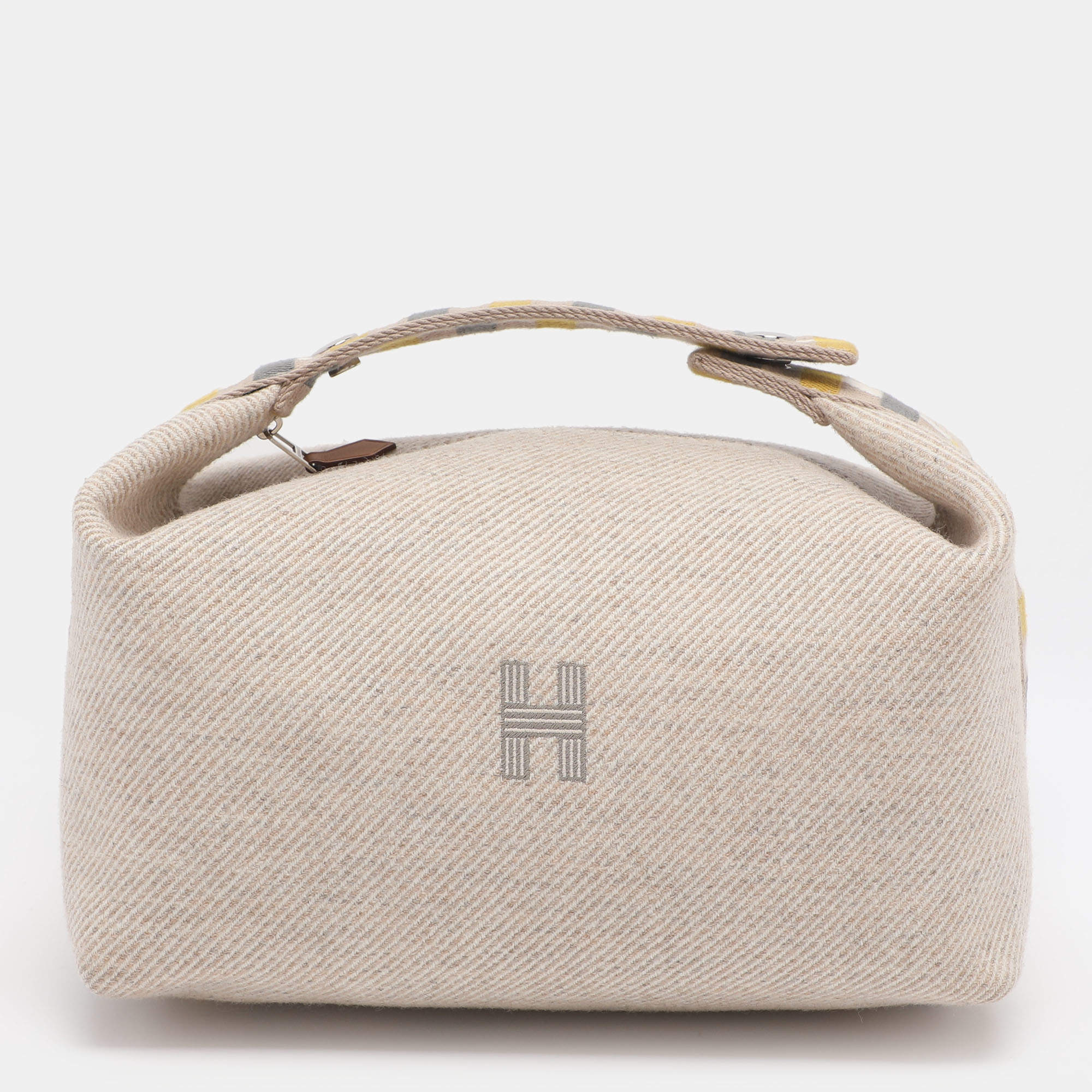 Pre Owned Hermes Beige Canvas Large Bride-a-Brac Case Pouch
