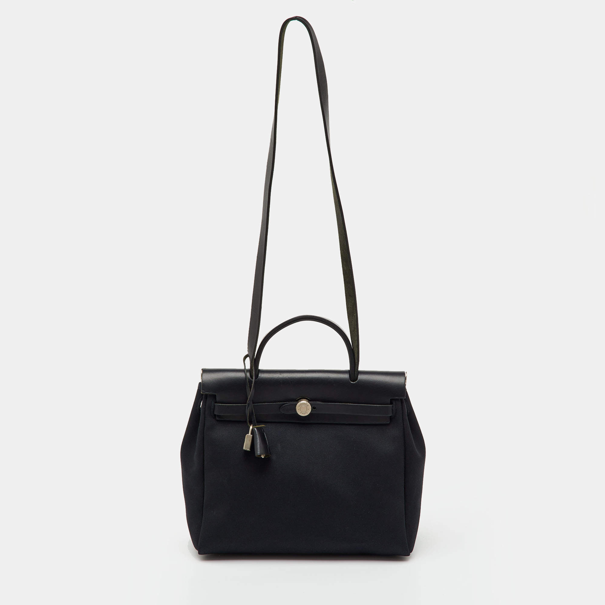 Pre Owned Hermes Black Toile Canvas and Vache Hunter 2in1 Herbag 31 Bag