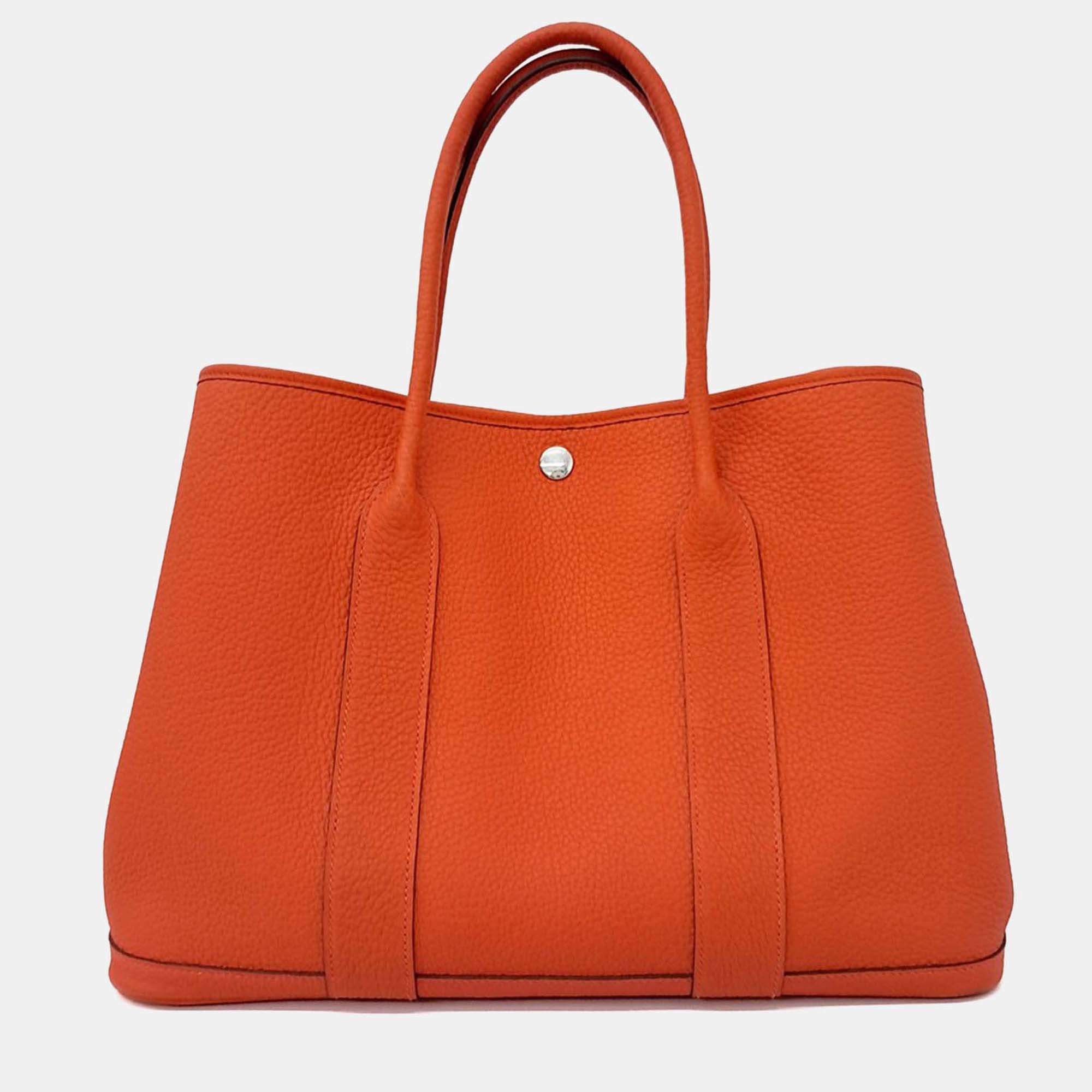 Pre Owned Hermes Red Leather Garden Party