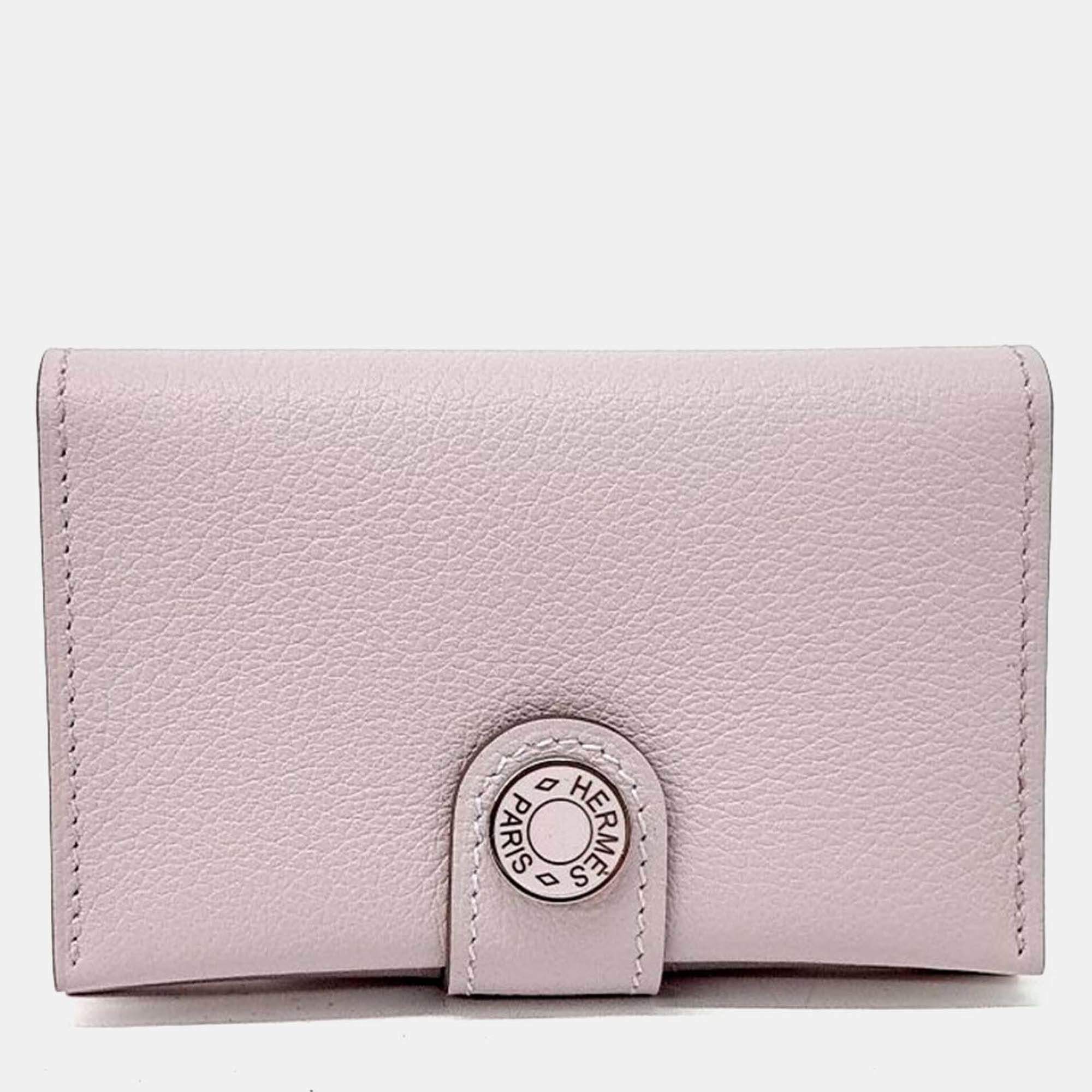 Pre Owned Hermes Pink Leather R.M.S. Card Wallet