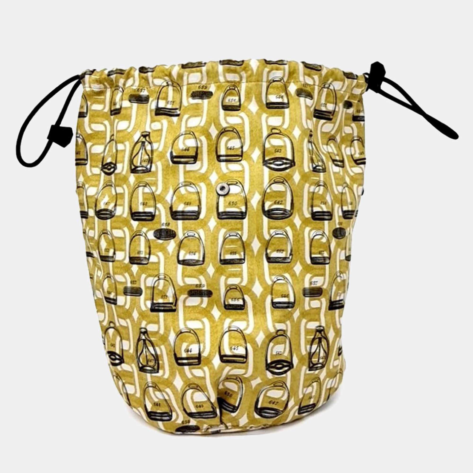 Pre Owned Hermes Yellow Silk Pouch