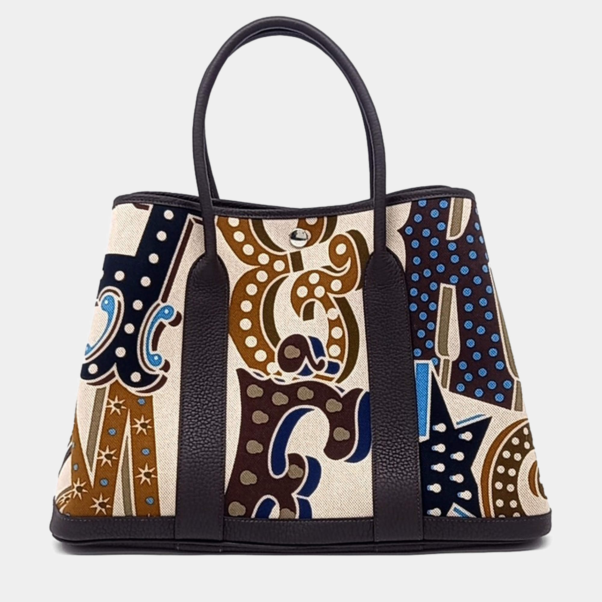 Pre Owned Hermes Black Multicolor Fabric Garden Party