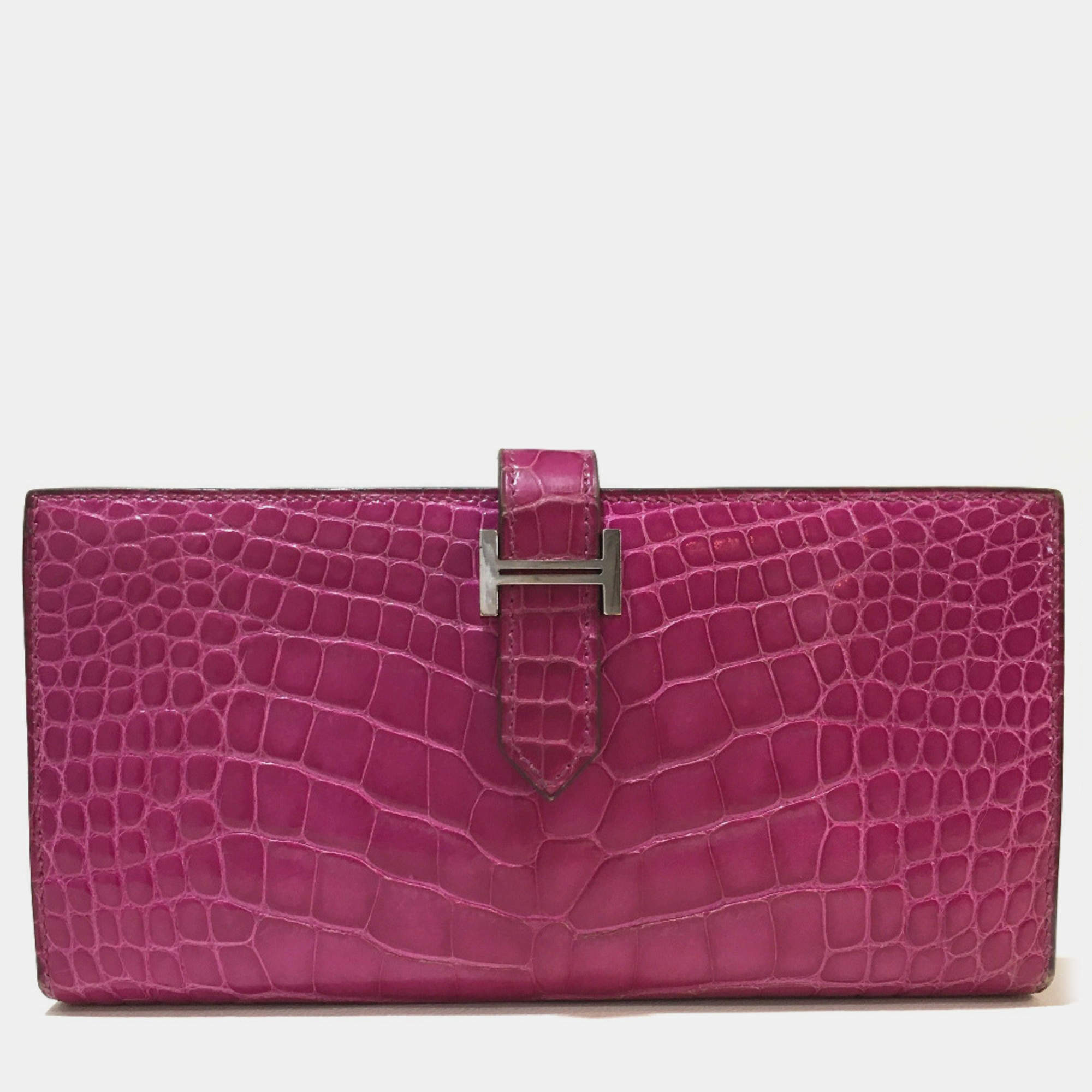 مملوكة مسبقًا Hermes Bearn Souffle Bifold Long Wallet Rose Shepherd Pink
