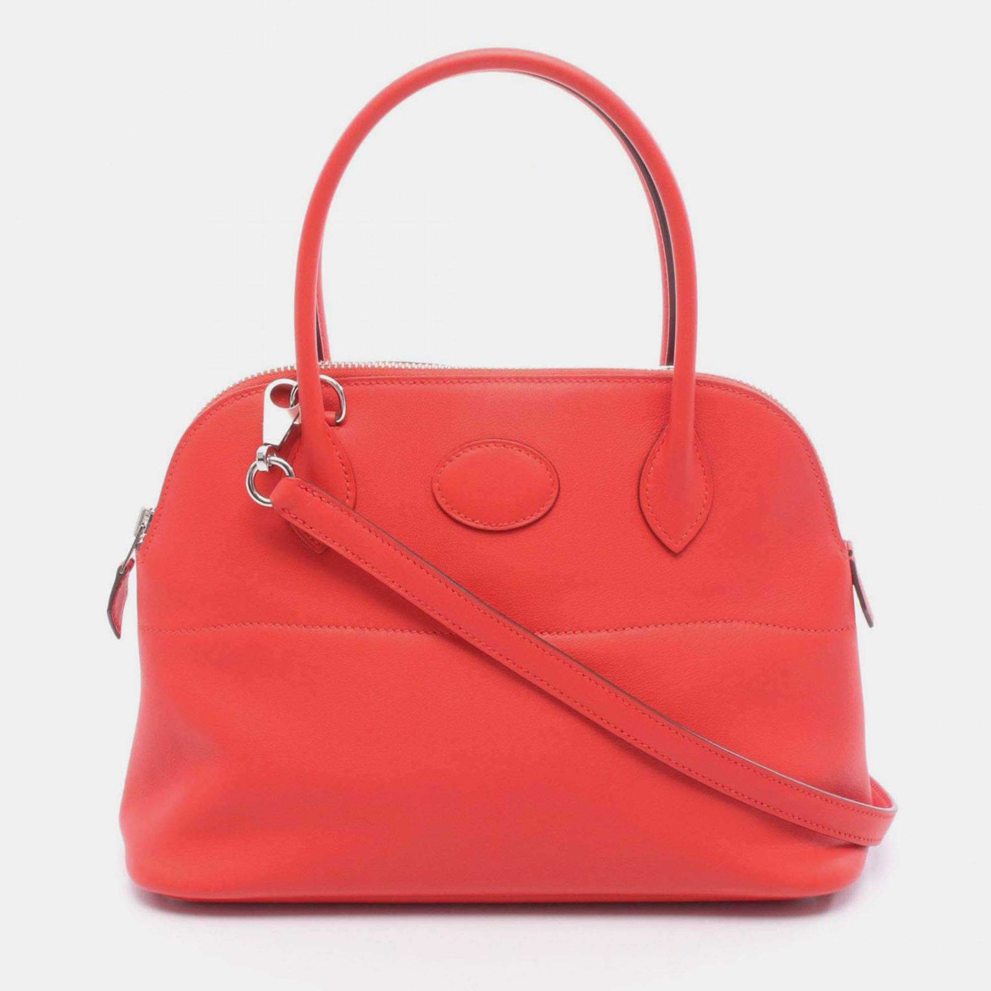 مملوكة مسبقًا Hermes Bolide 27 Rouge Tomate Swift Leather Shoulder Bag