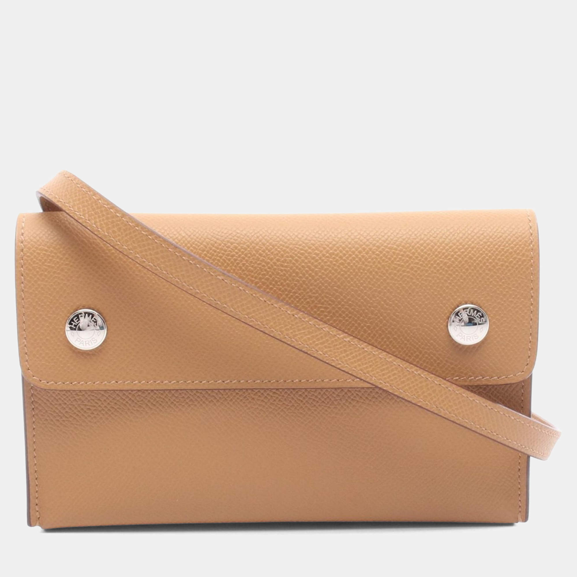 Pre Owned Hermes Hermesnap Go Biscuit Epsom Leather Shoulder Bag