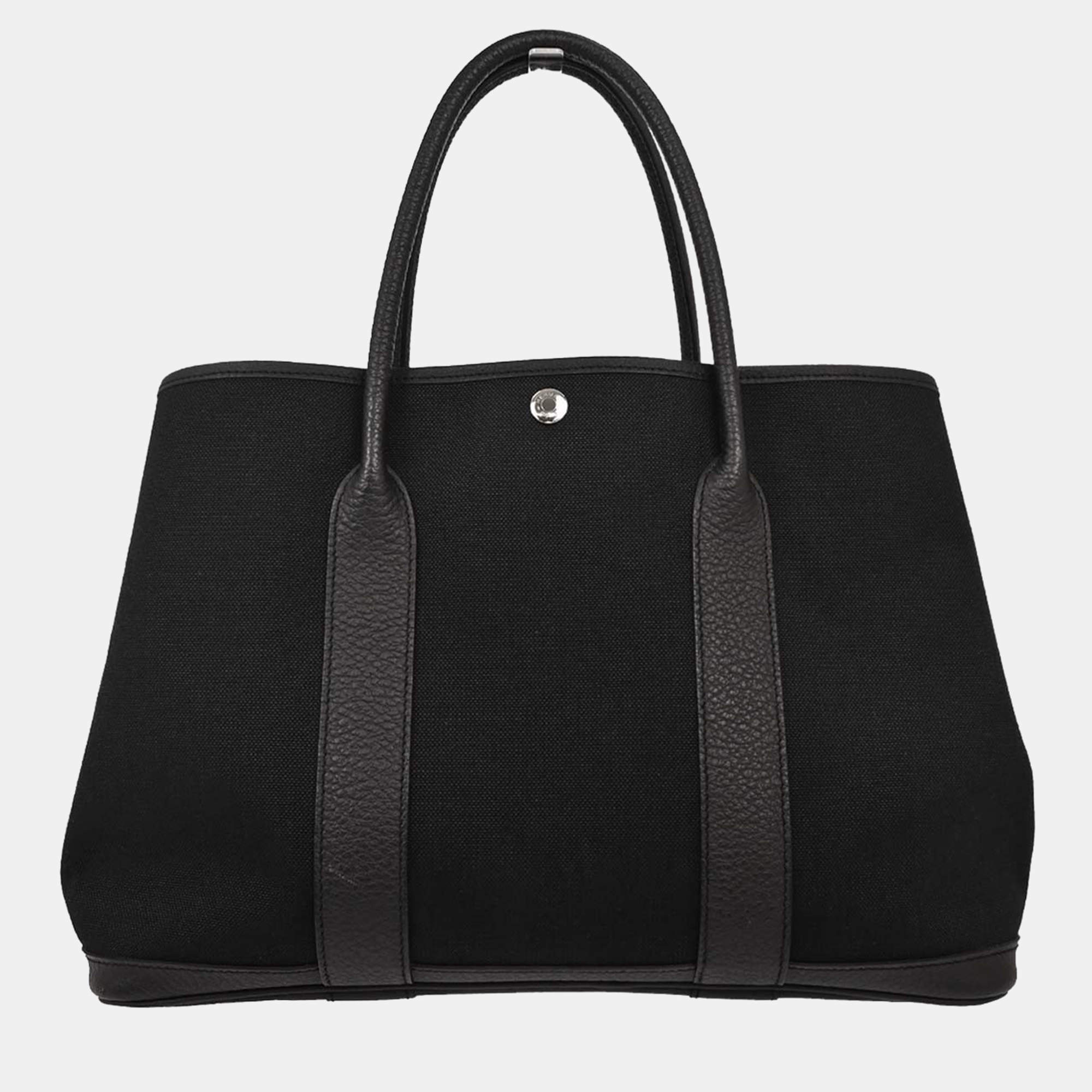 مملوكة مسبقًا Hermes Black Toile H Negonda Garden Party 36 PM Tote Bag