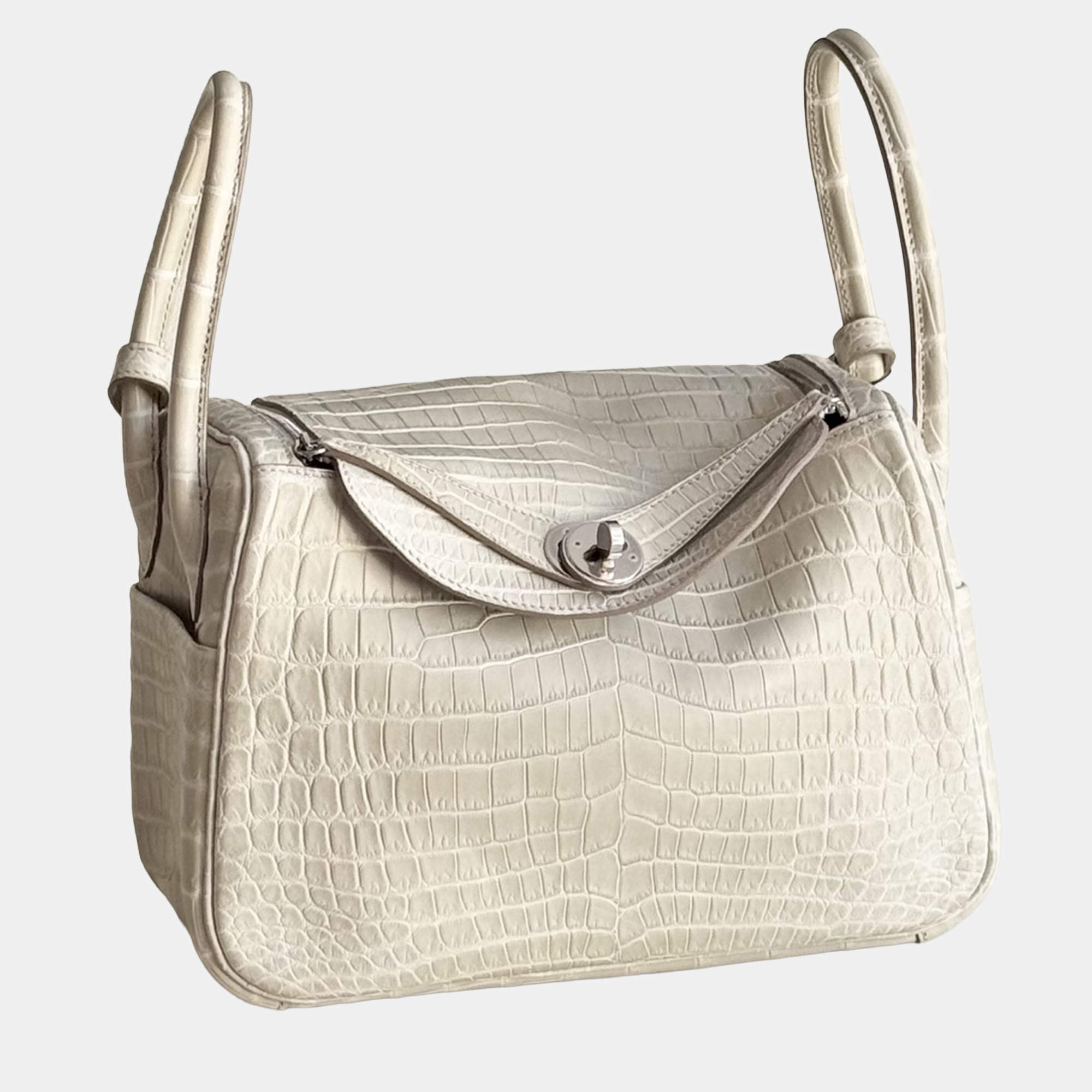 مملوكة مسبقًا Hermes Lindy 26 Etoupe Matte Crocodile Palladium Hardware
