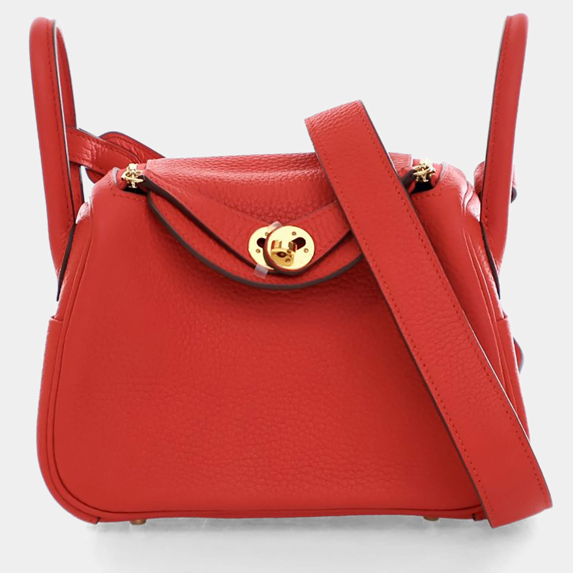 مملوكة مسبقًا Hermes Rouge De Coeur Clemence Mini Lindy 20