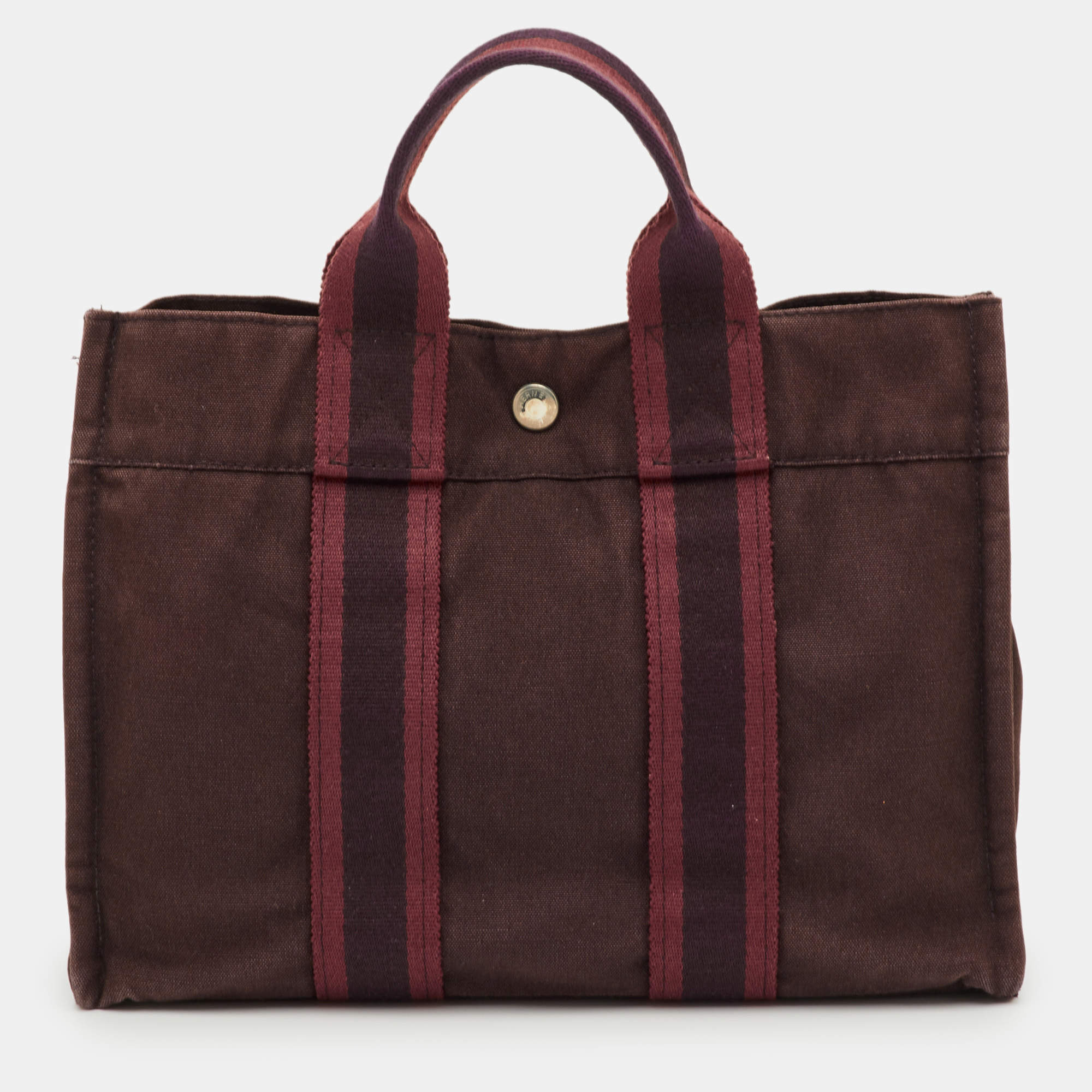 Pre Owned Hermes Fourre Tout PM Burgundy Canvas Tote
