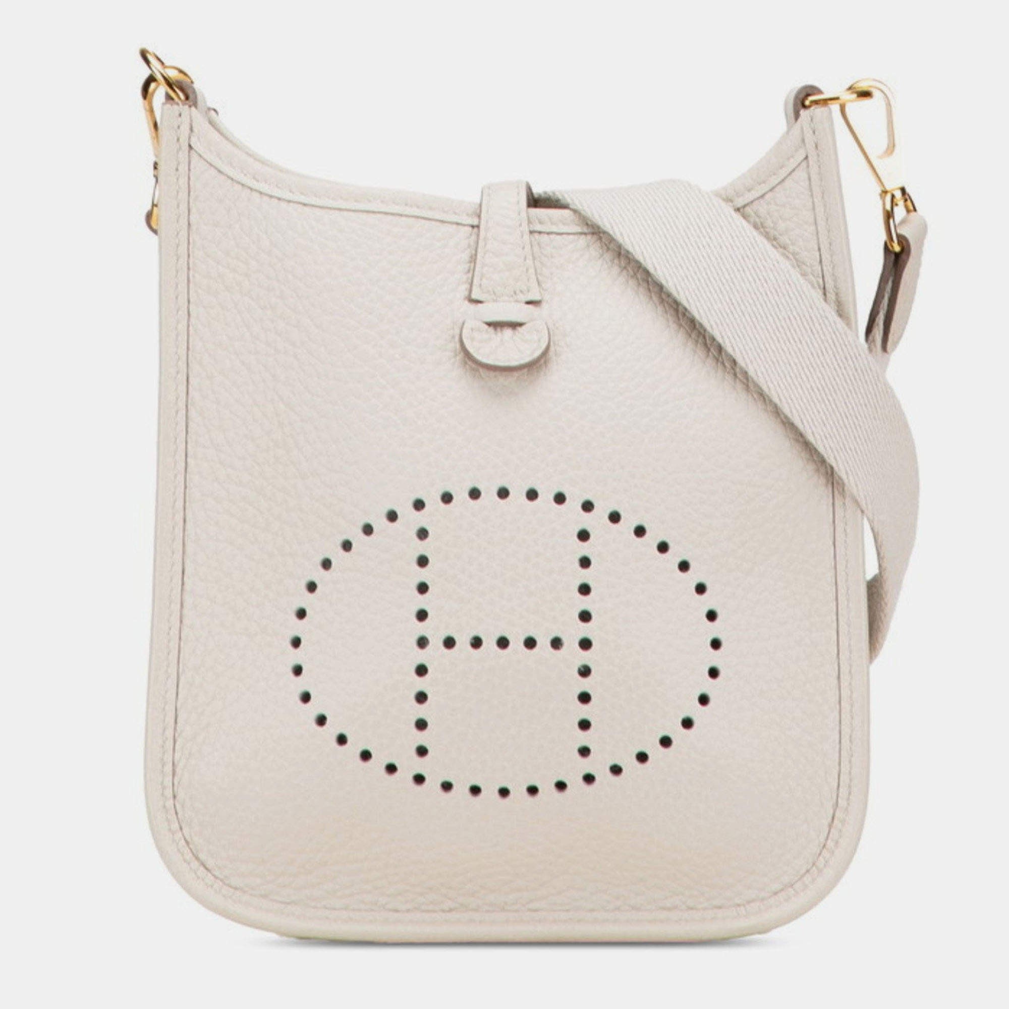 مملوكة مسبقًا Hermes Evelyn Tpm Shoulder Bag Beton Gold Hardware Taurillon Clemence Leather