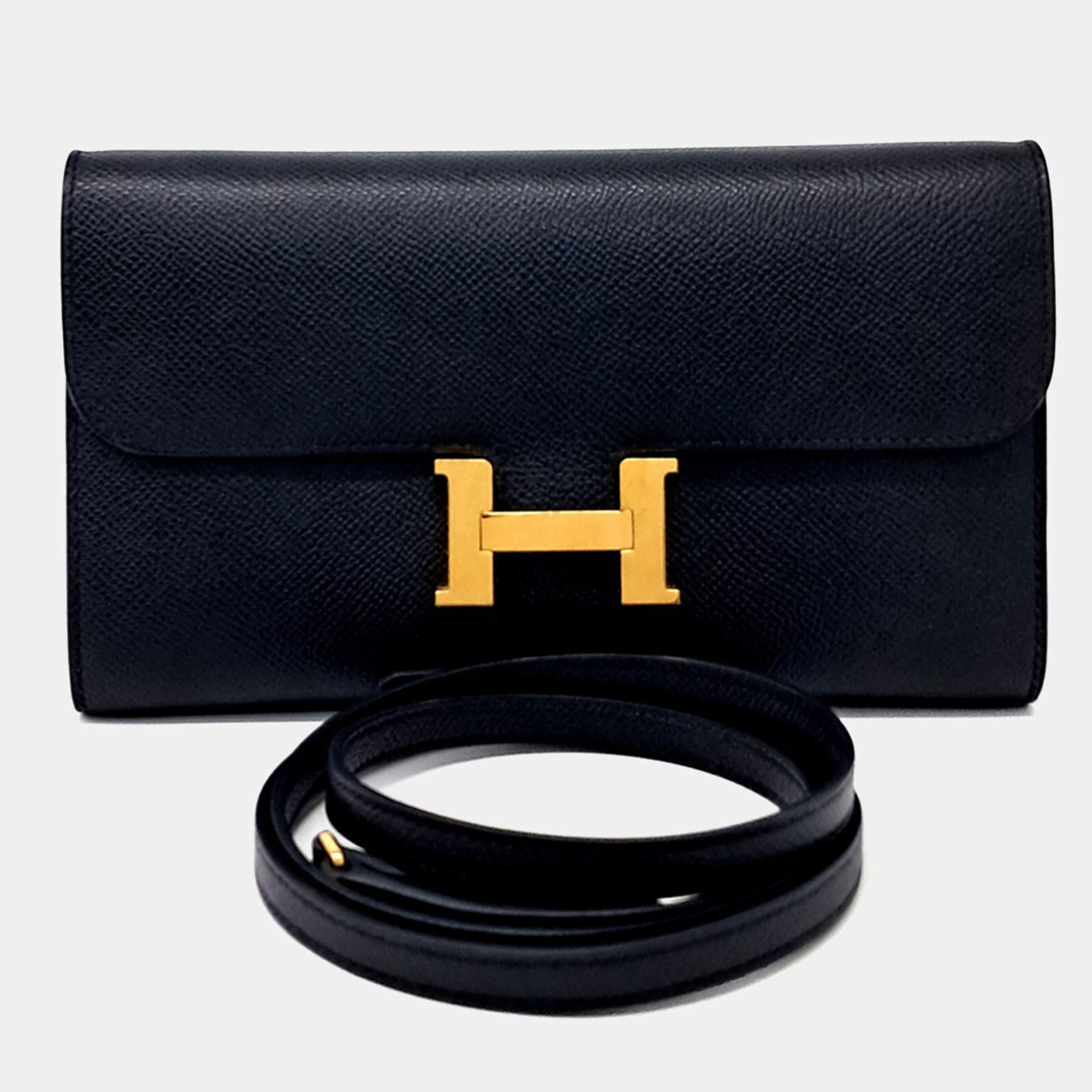 مملوكة مسبقًا Hermes Black Leather Constance Long To Go