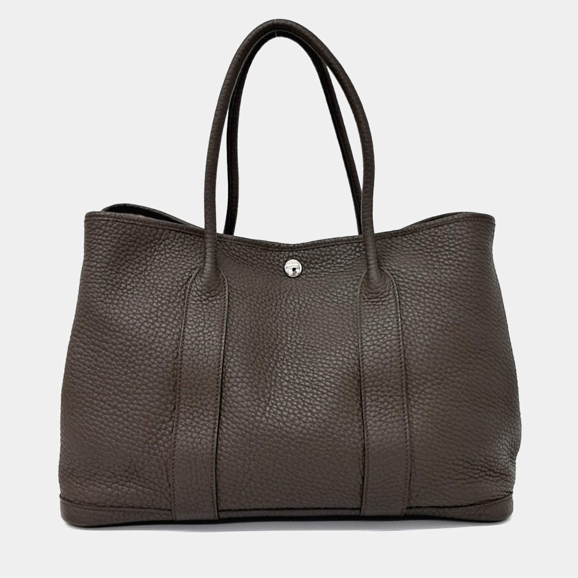 Pre Owned Hermes Brown Leather Garden Party 36