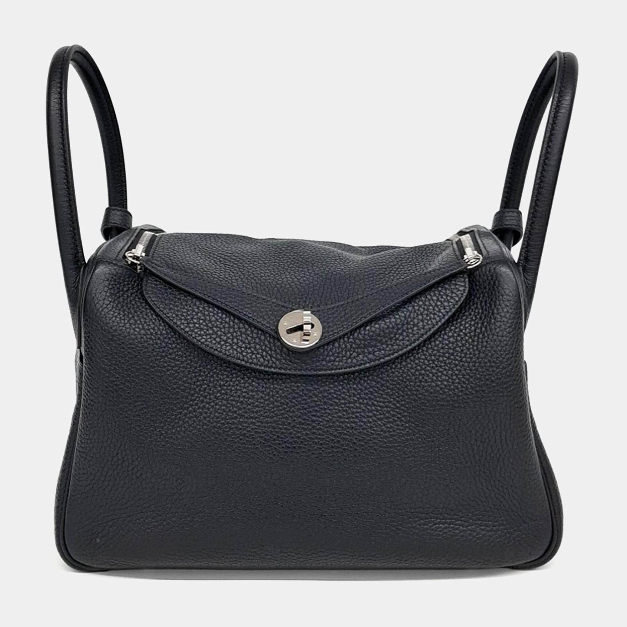 Pre Owned Hermes Black Leather Lindy 30