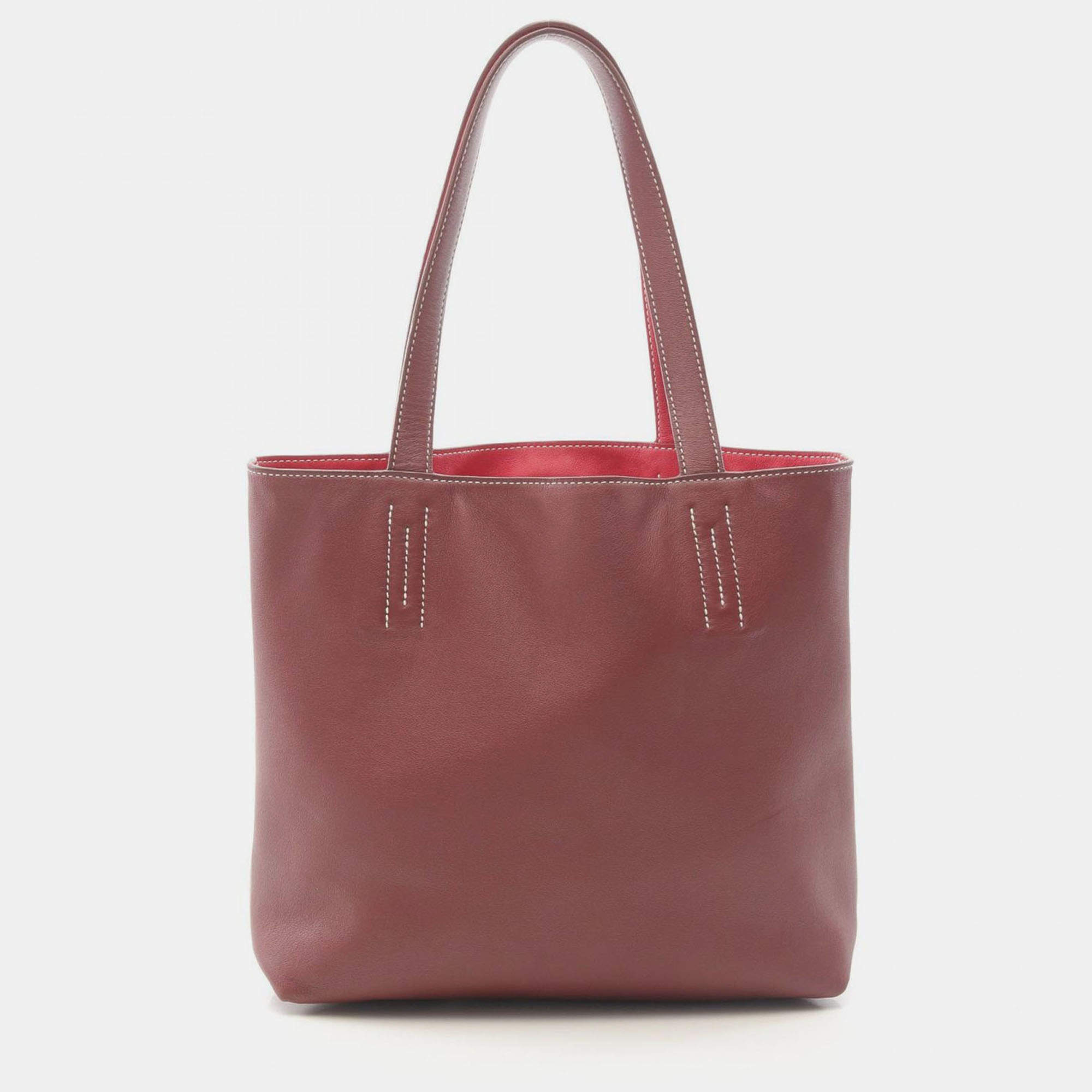 مملوكة مسبقًا Hermes Double Sense 28 Bordeaux Sikkim Leather Tote Bag