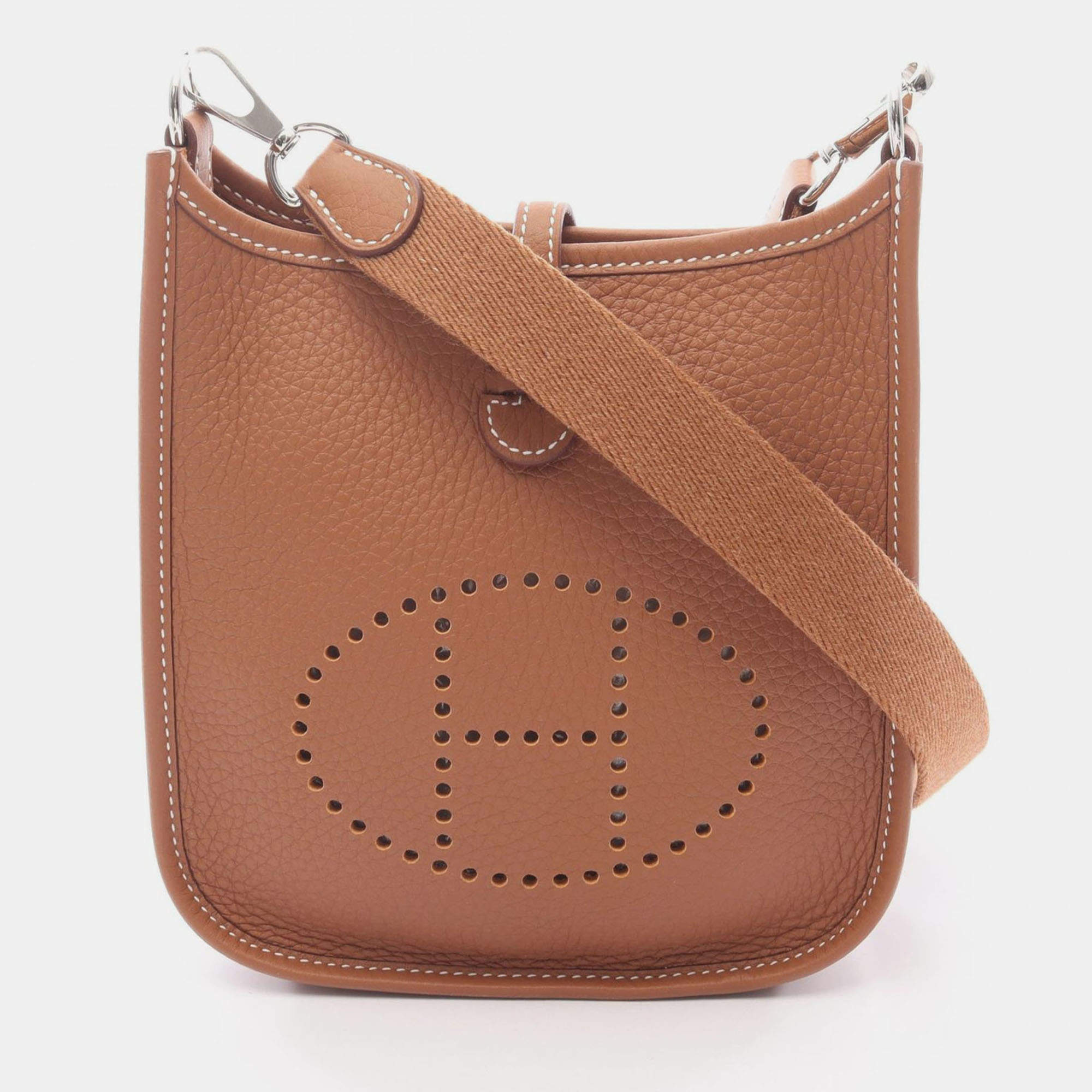 Pre Owned حقيبة هيرمس إفلين 16 جلد كليمنس ثوريلون ذهبي للكتف