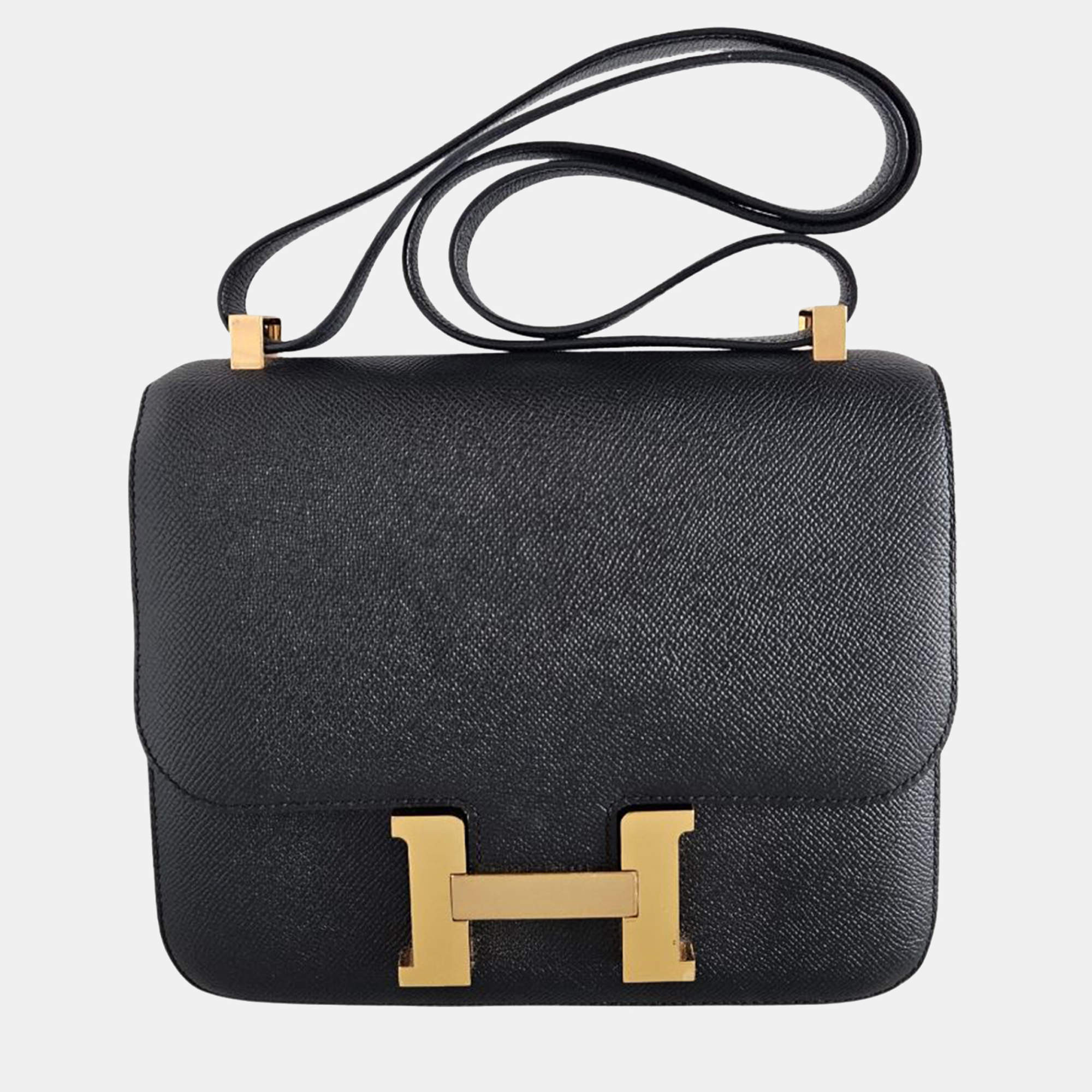 Pre Owned حقيبة هيرميس كونستانس 24 على الكتف جلد إيبسوم أسود