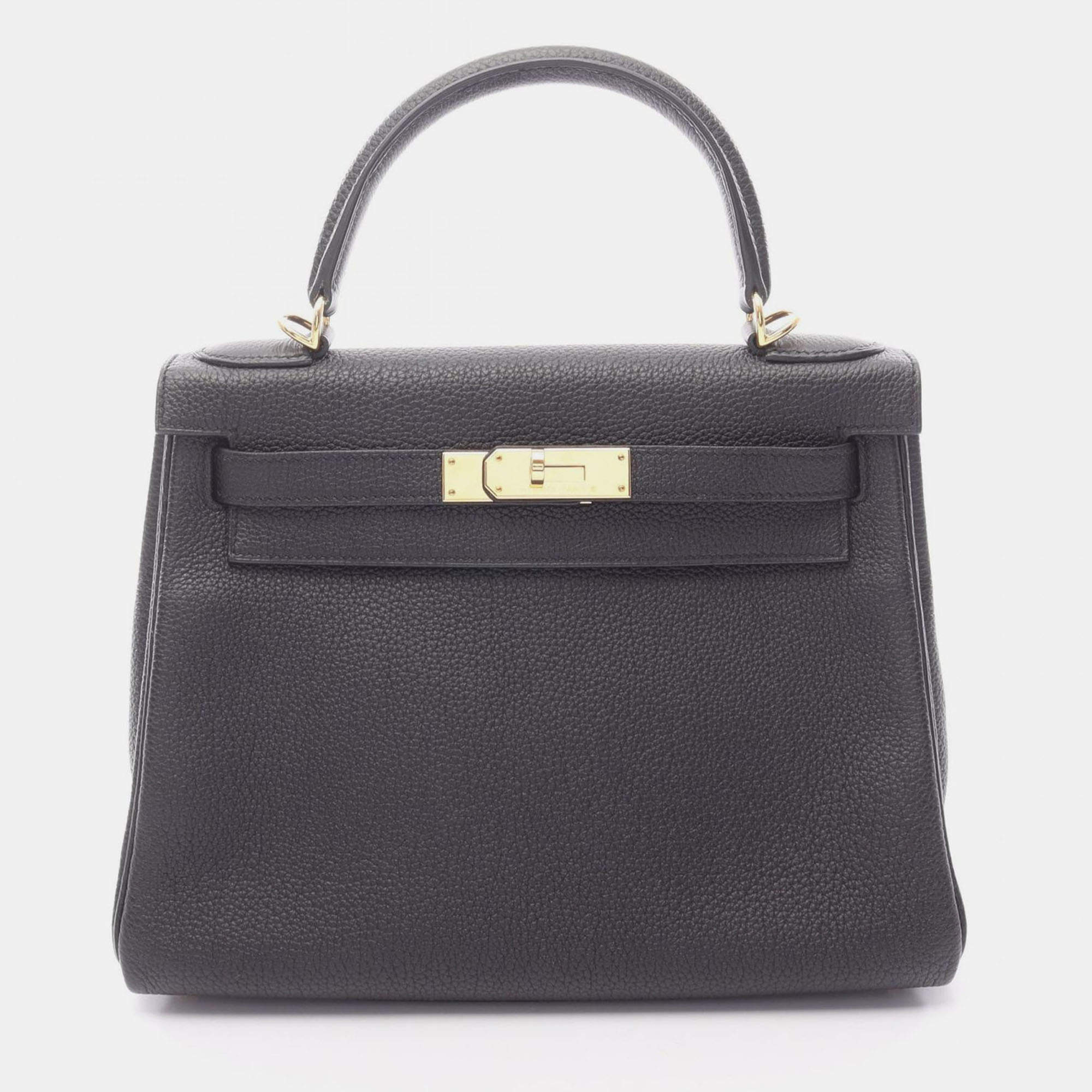مملوكة مسبقًا Hermes Kelly 28 Black Togo Leather Shoulder Bag