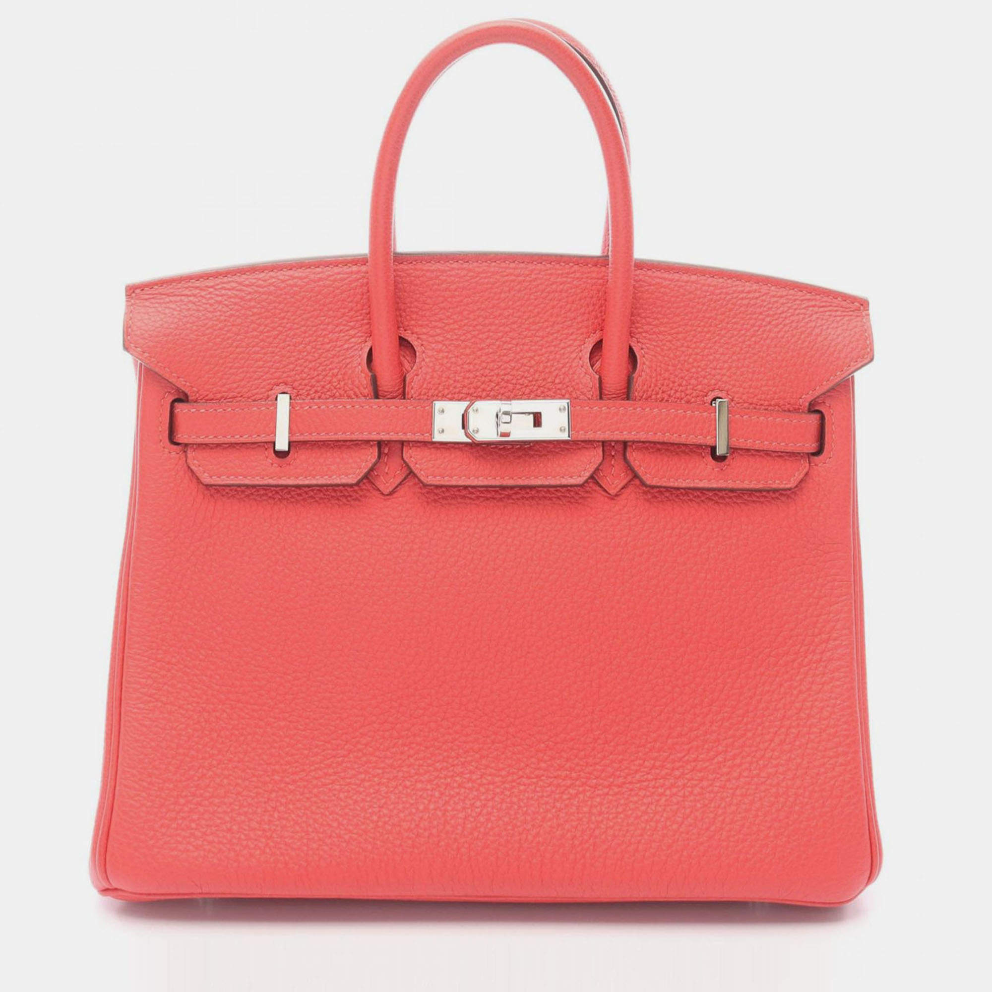 Pre Owned Hermes Birkin 25 Red  Tone Togo Leather Handbag