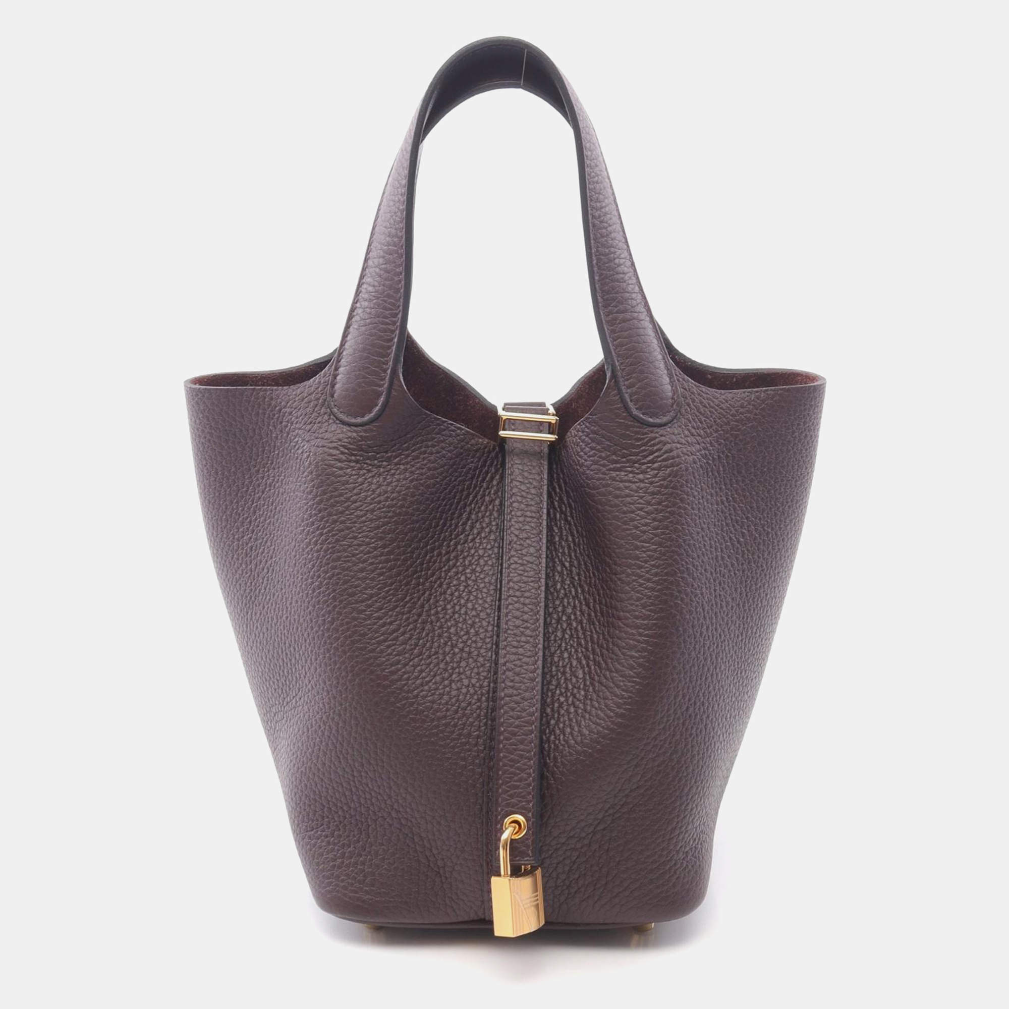 Pre Owned حقيبة هيرميس بيكوتين لوك ١٨ حمراء سوليير جلد توريليون كليمينس