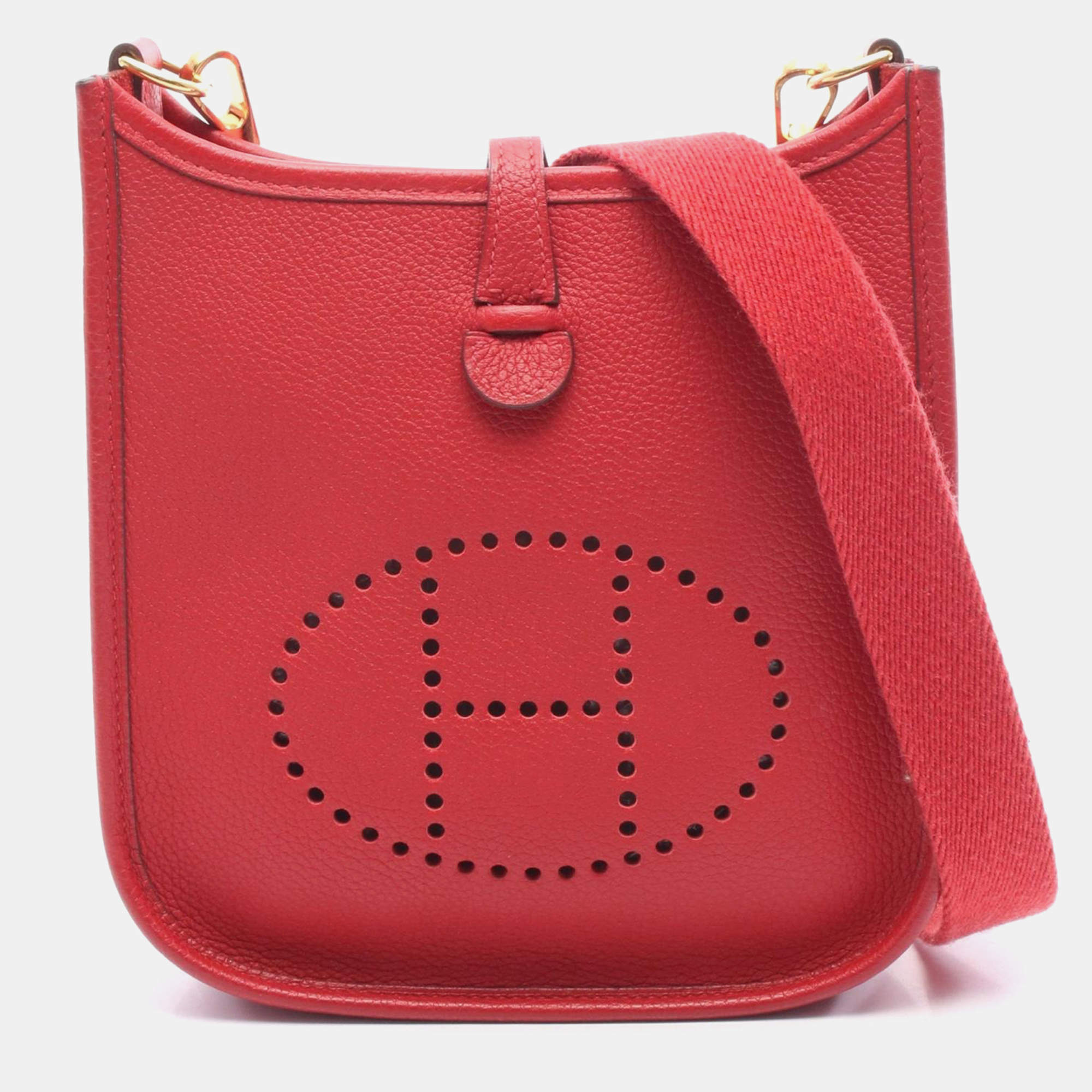 Pre Owned Hermes Evelyne 16 Rouge Coeur Clemence Leather Crossbody Bag