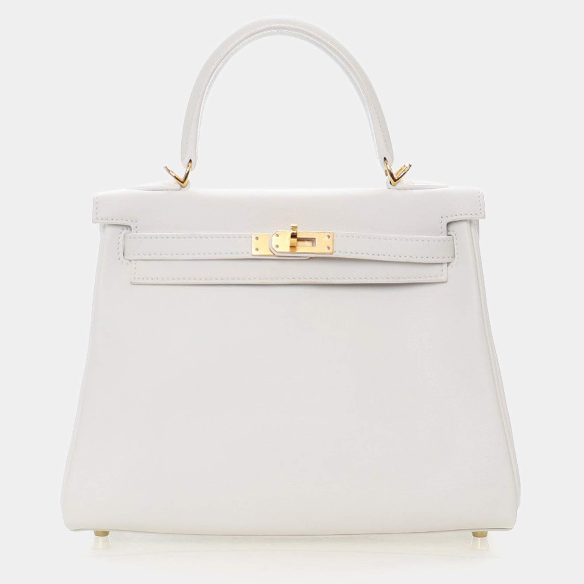 Pre Owned Hermes  Kelly 25 White Swift Bag