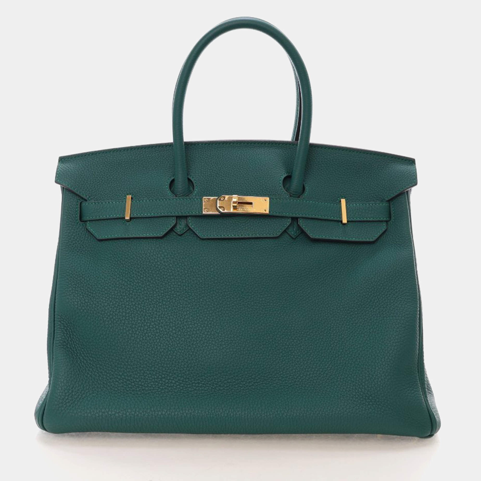 Pre Owned Hermes Birkin 35 Malachite Togo Bag 