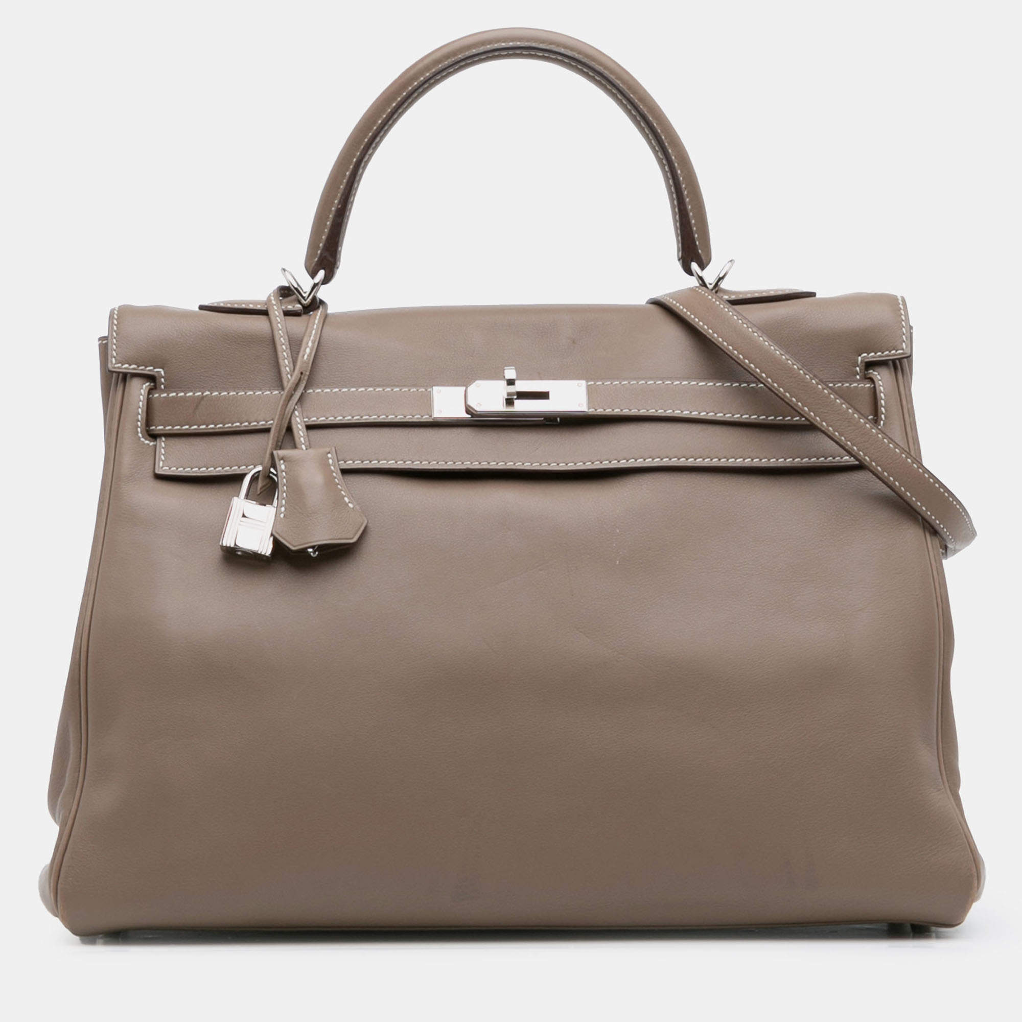 مملوكة مسبقًا Hermes Kelly II Retourne 35 Etoupe Swift Bag