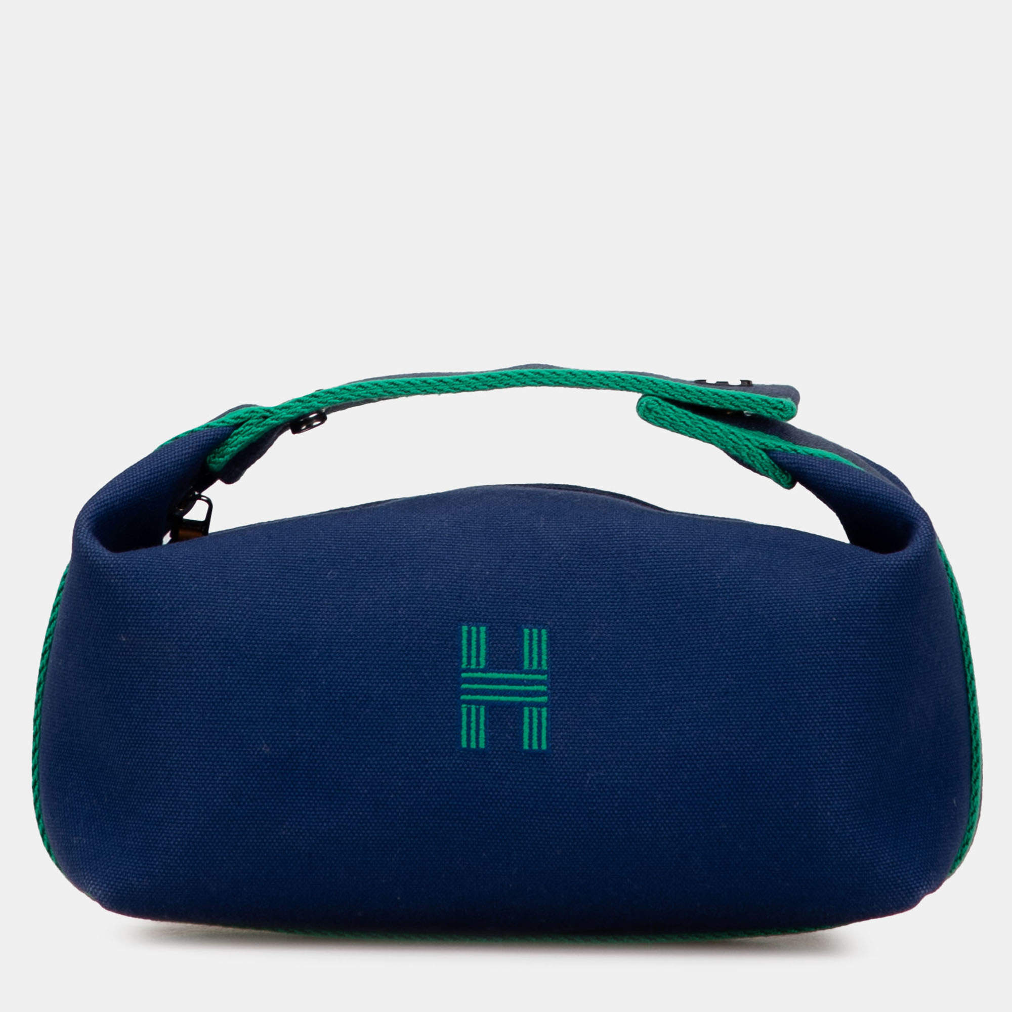 مملوكة مسبقًا Hermes Blue Green Small Toile Bride A Brac Case