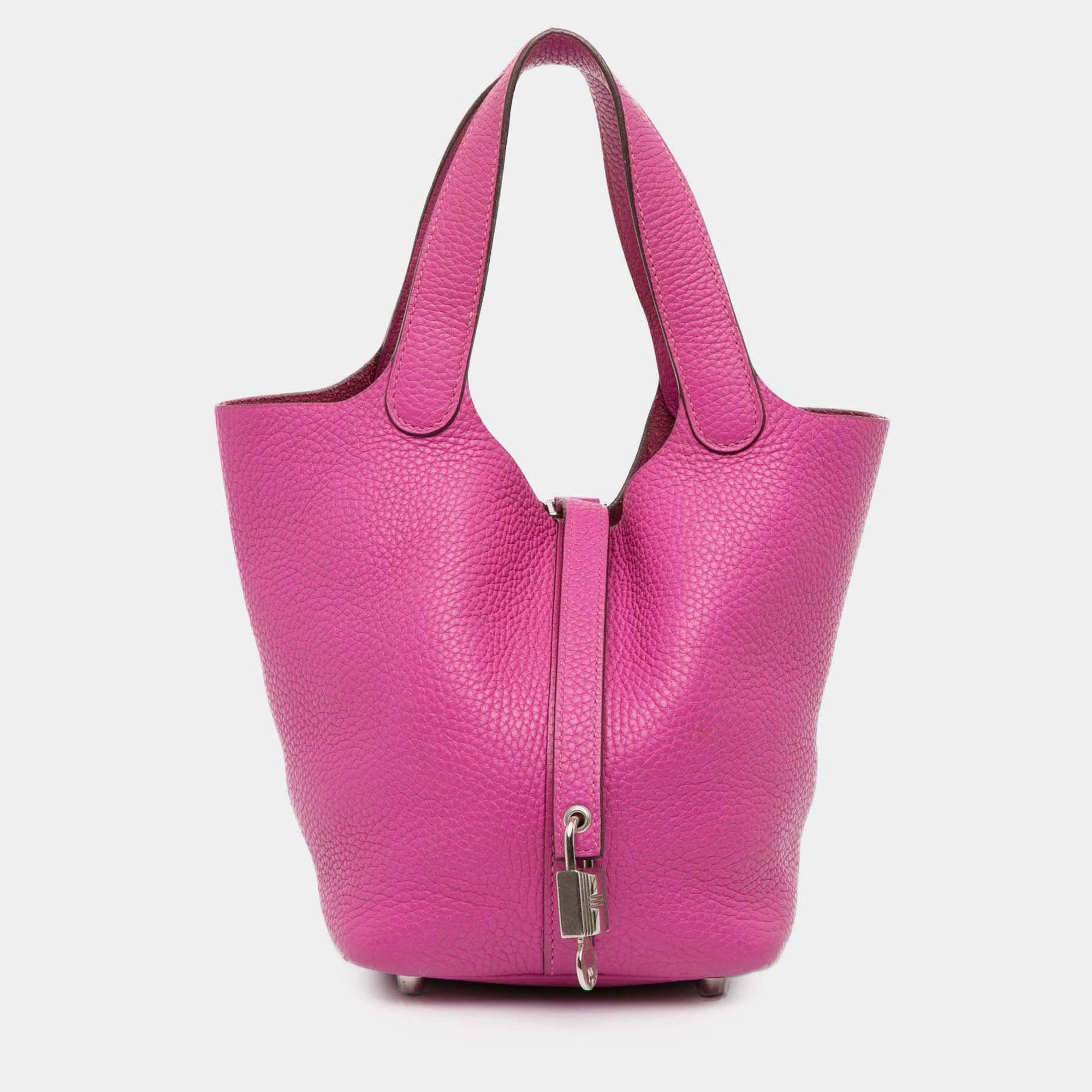 Pre Owned حقيبة هيرمس بيكوتين بقفل كلمنس زهري 18