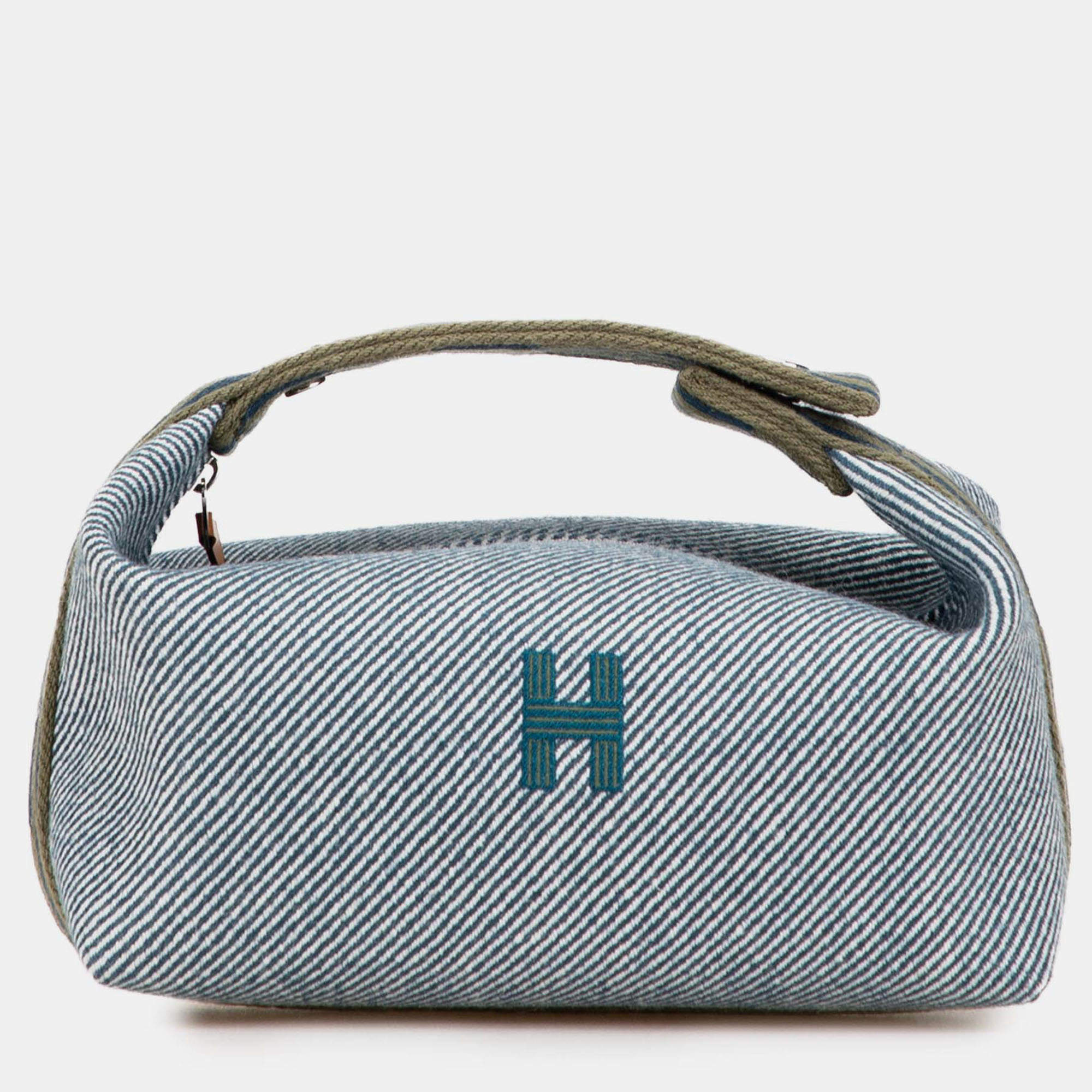 Pre Owned Hermes Blue Green Small Wool Bride A Brac H Natte Case
