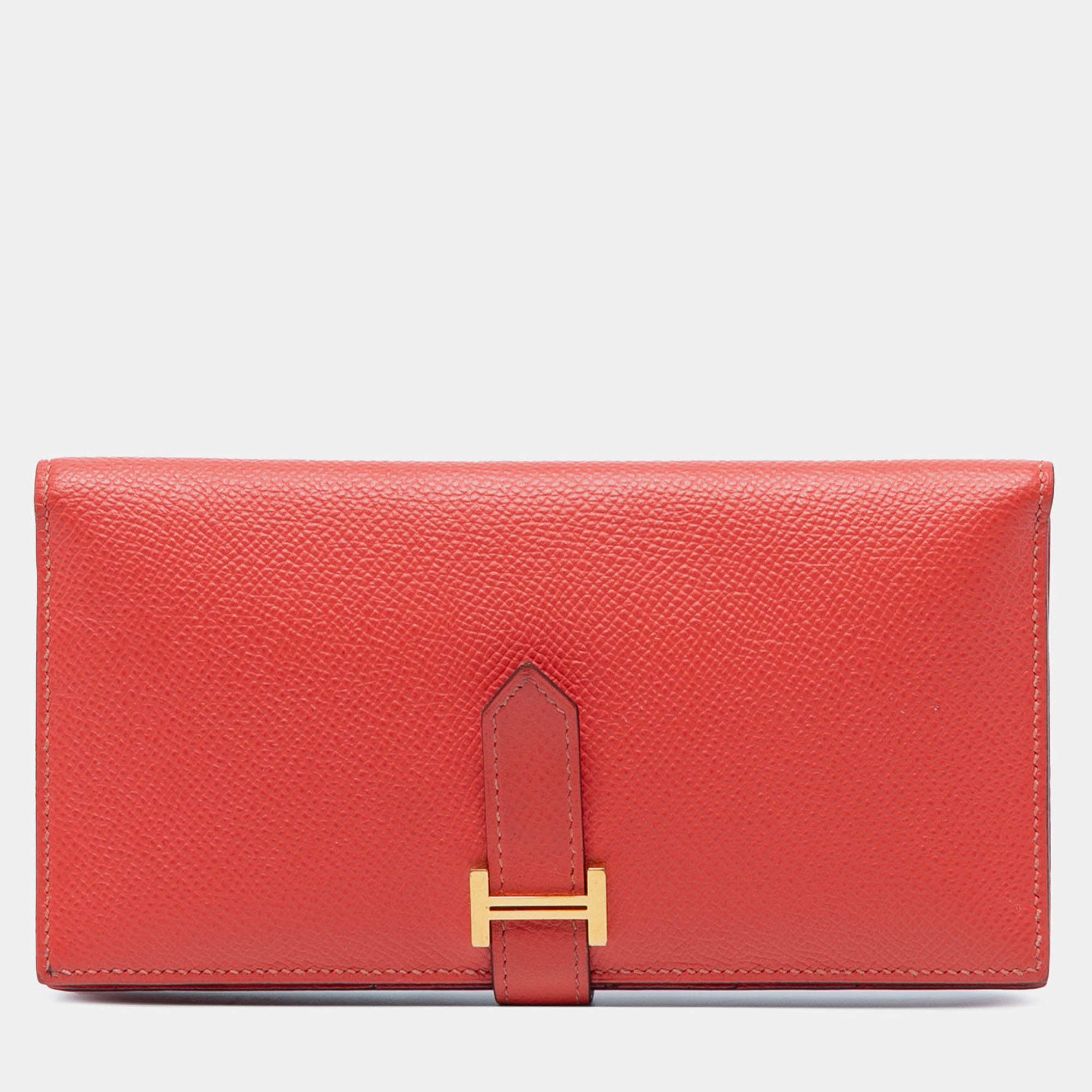 مملوكة مسبقًا Hermes Red Epsom Bearn Wallet