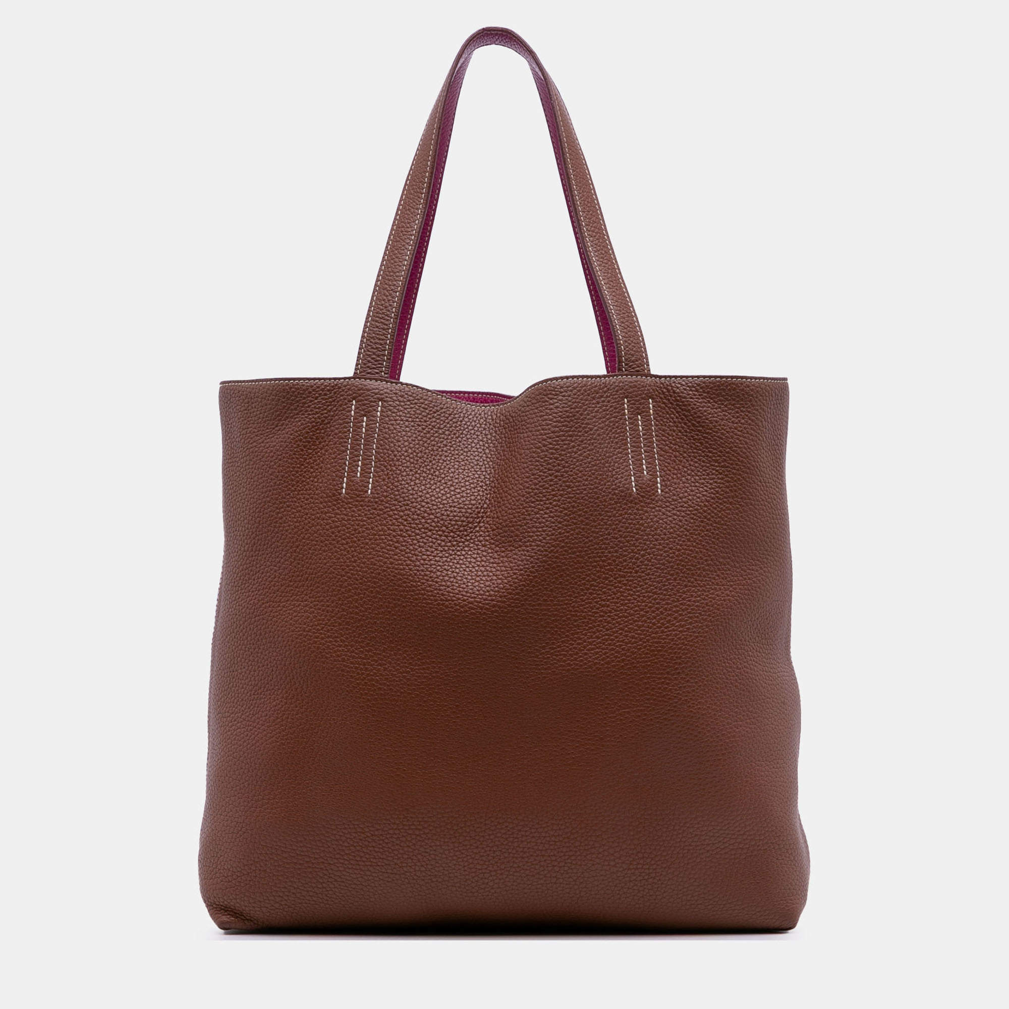 Pre Owned Hermes Brown Pink Clemence Double Sens 36