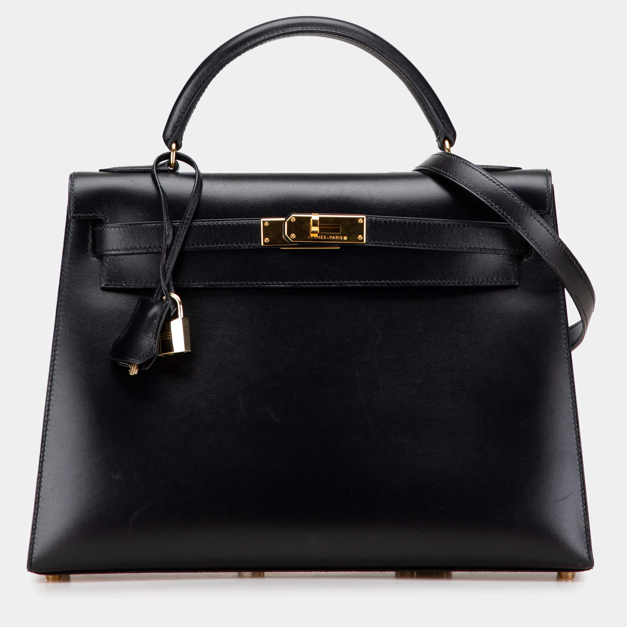 Pre Owned Hermes Black Box Calf Kelly Sellier 32