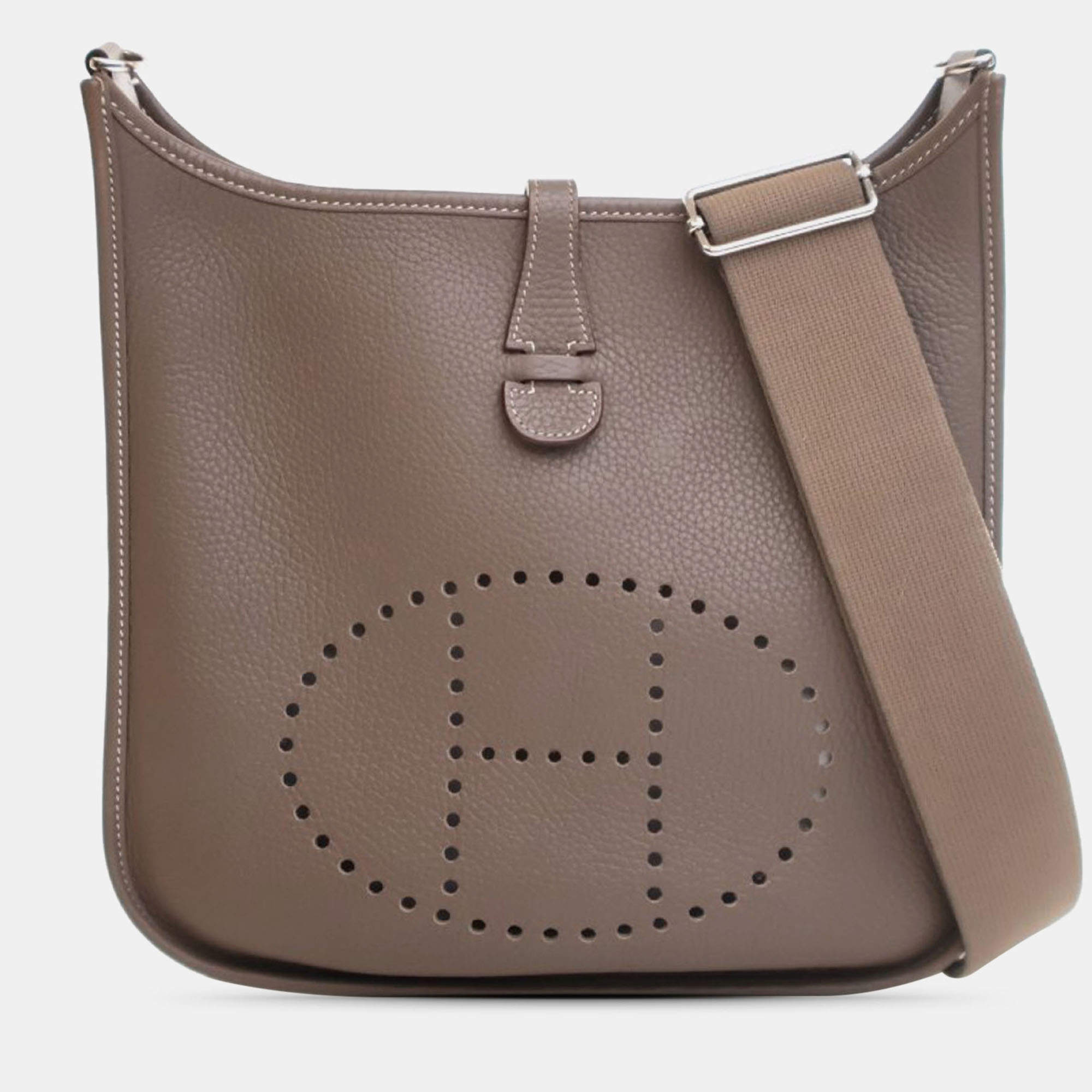 Pre Owned Hermes Brown Clemence Evelyne III PM