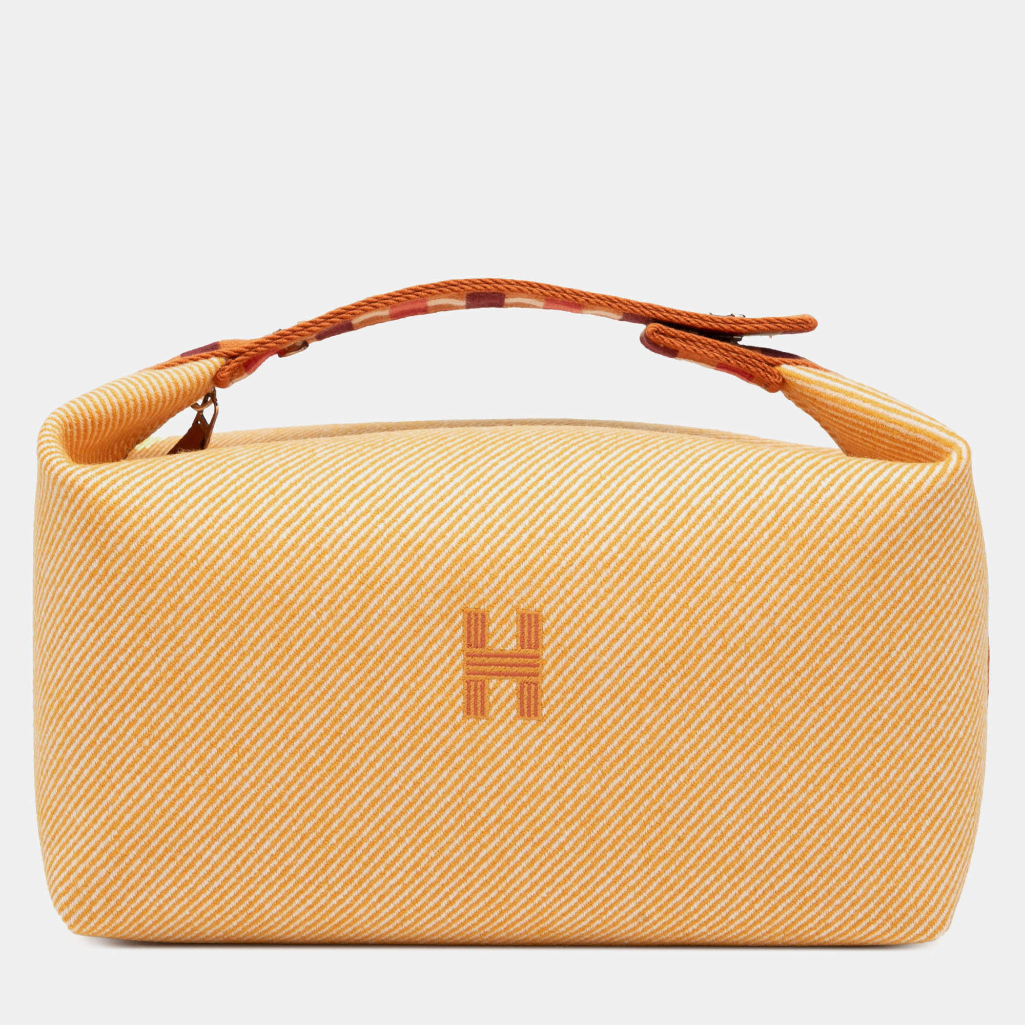 Pre Owned Hermes Orange Large Wool Bride A Brac Au Carre Case