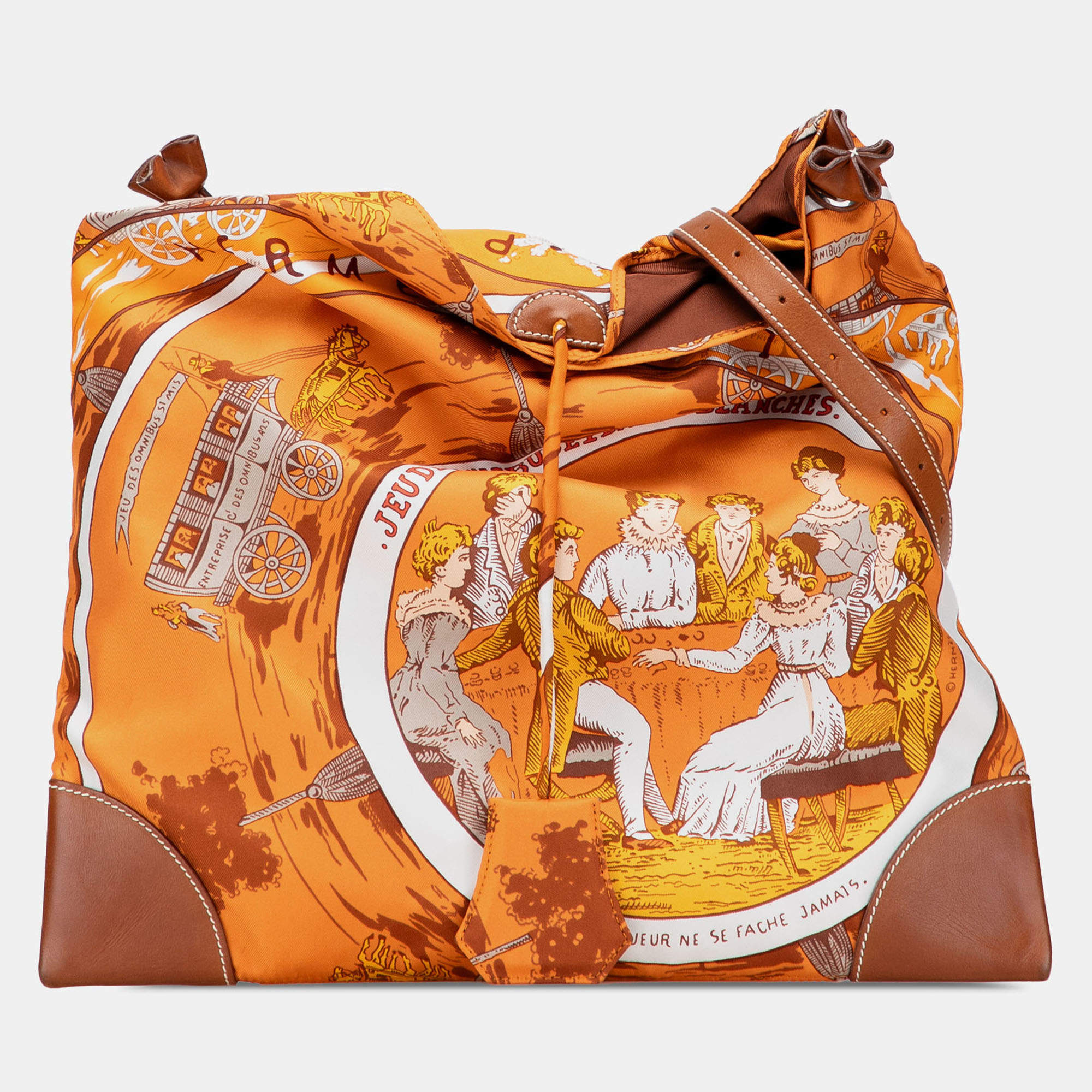 مملوكة مسبقًا Hermes Orange Jeu des Omnibus et Dames Blanches Silky Pop Crossbody