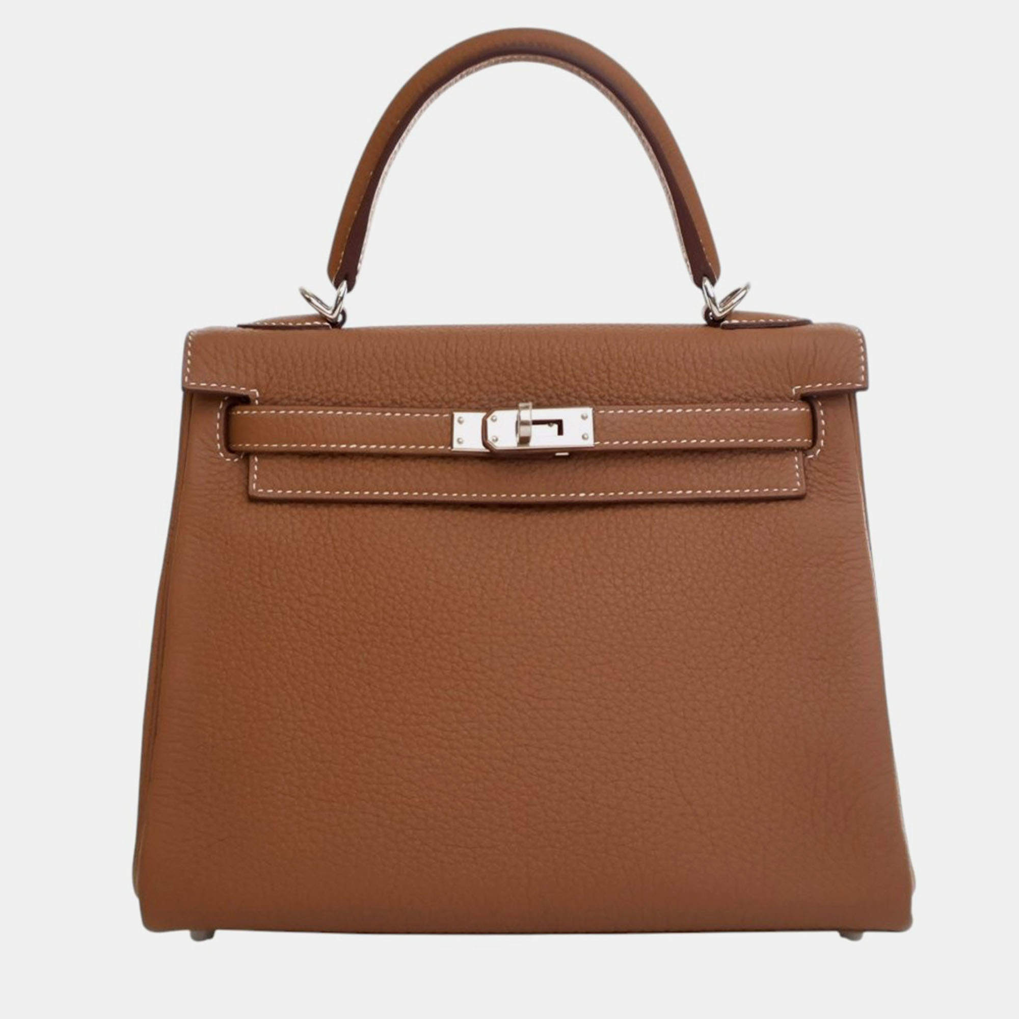 Pre Owned Hermes Brown Togo Kelly II Retourne 25