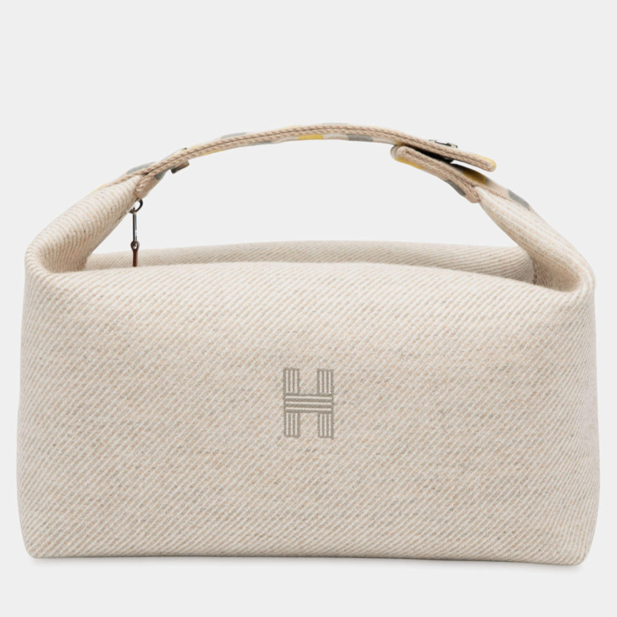 Pre Owned حافظة هيرمس بنية كبيرة من الصوف أو كاري بريد أ براك