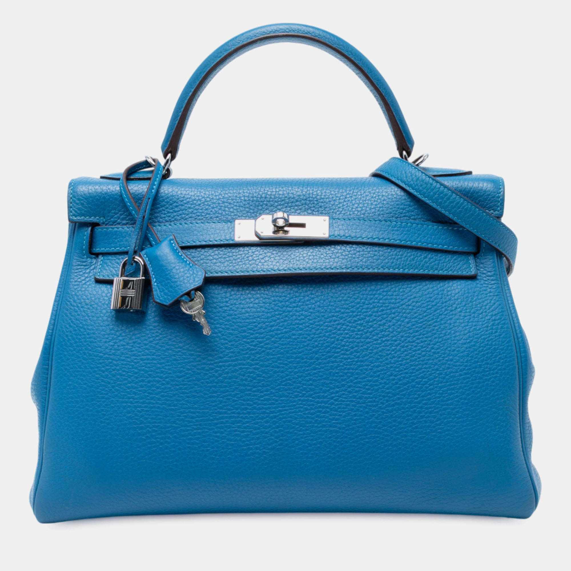 Pre Owned Hermes Blue Togo Kelly II Retourne 32