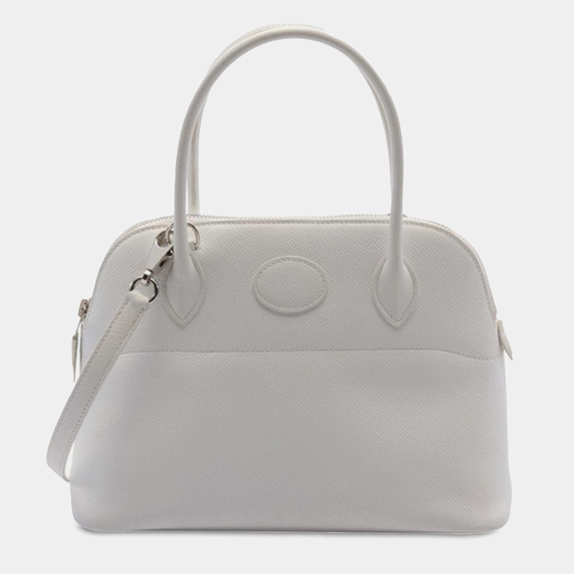 Pre Owned Hermes White Epsom Bolide 27
