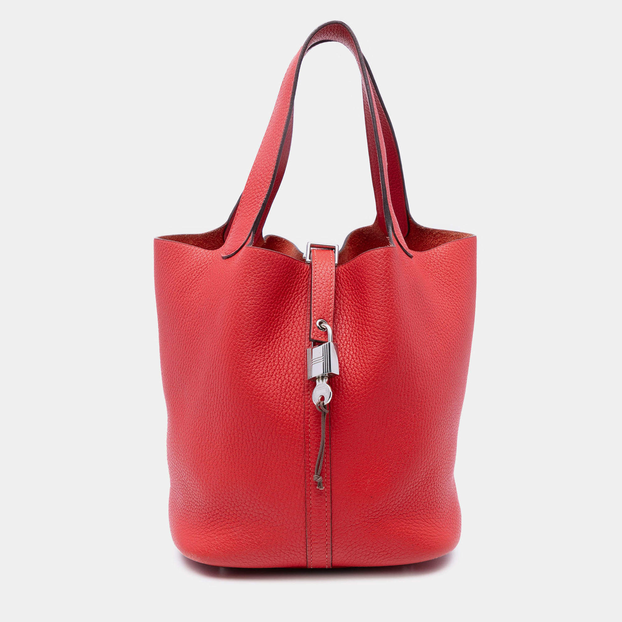 Pre Owned Hermes Red Clemence Picotin Lock 22