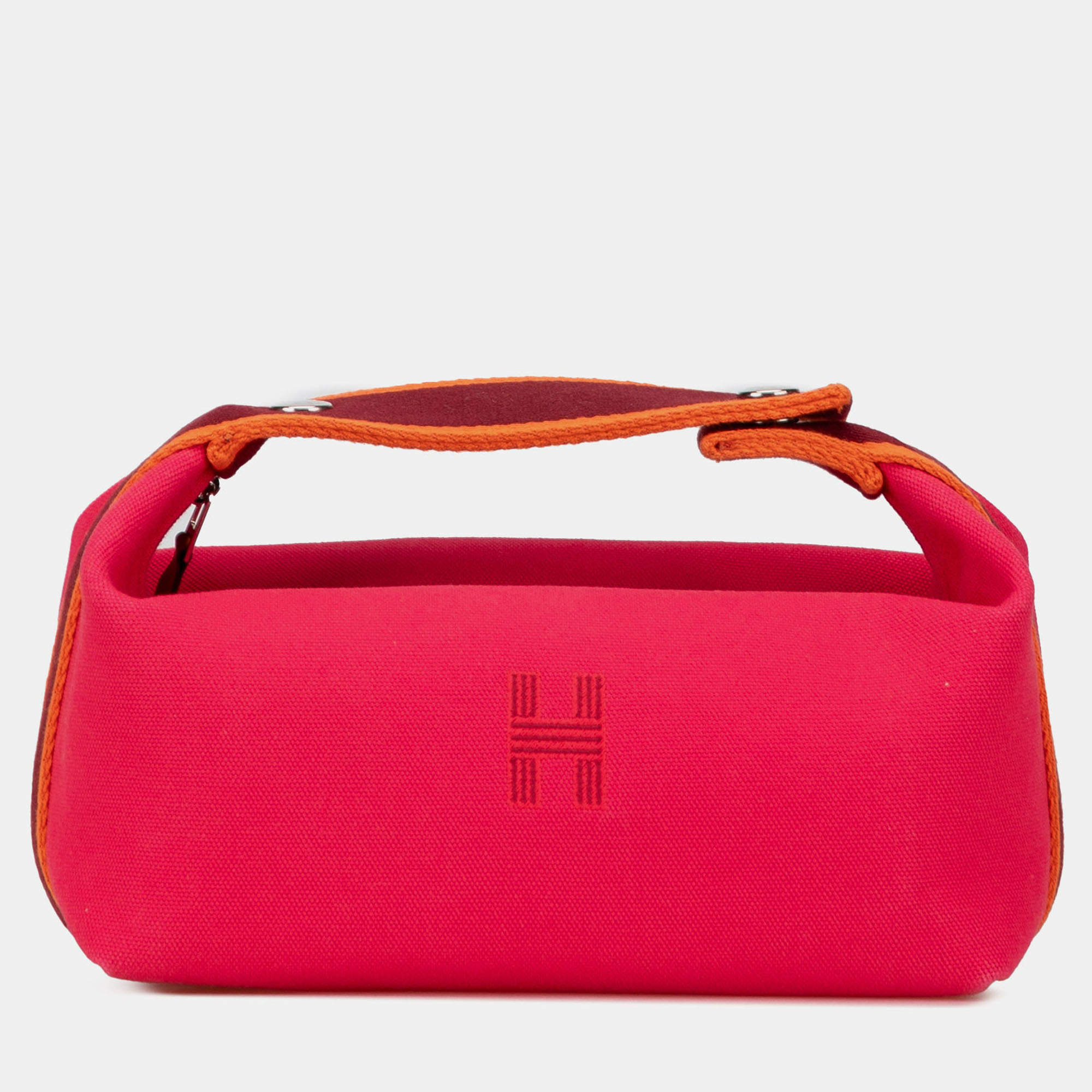 Pre Owned Hermes Pink Red Small Toile Bride A Brac Case