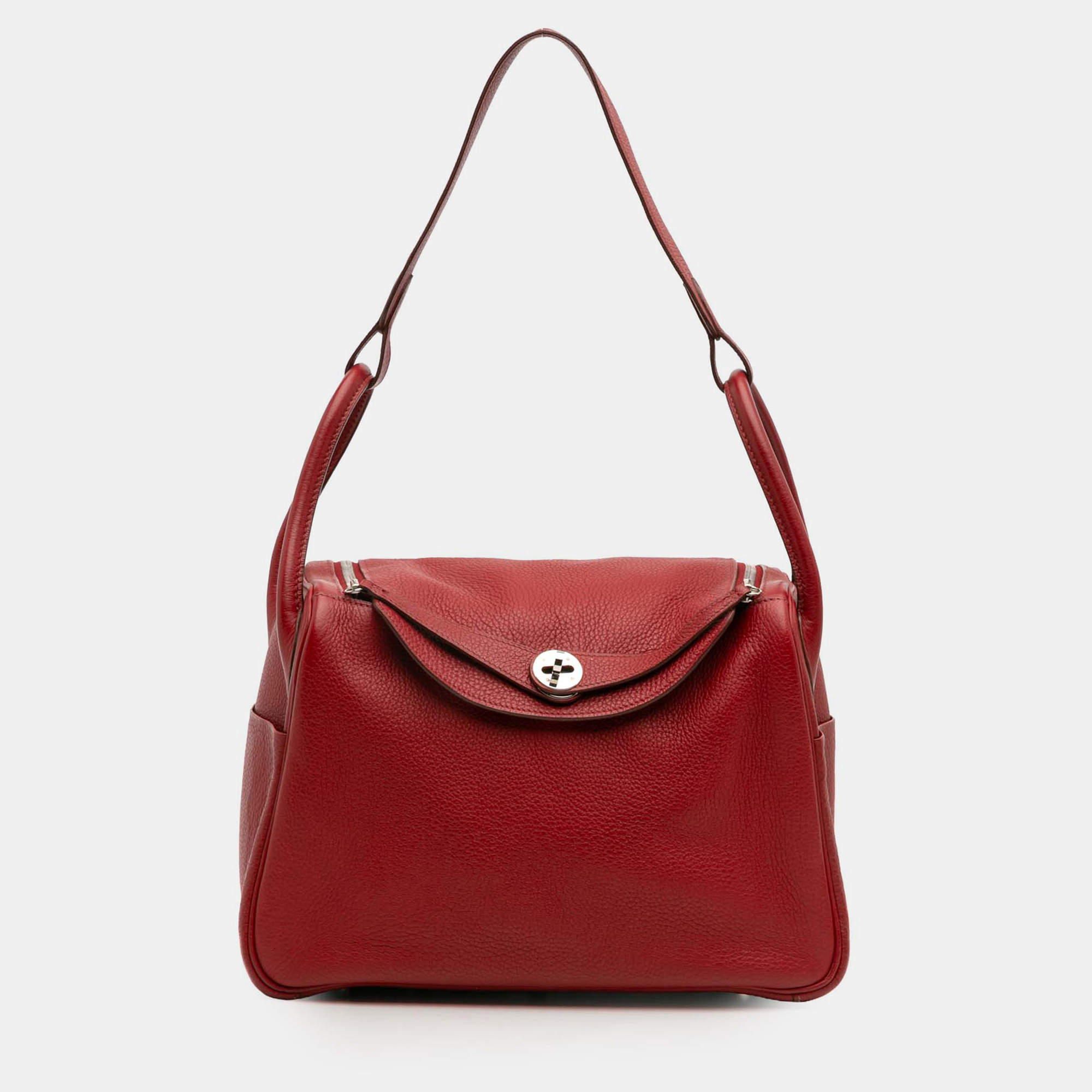 Pre Owned Hermes Red Clemence Lindy 30