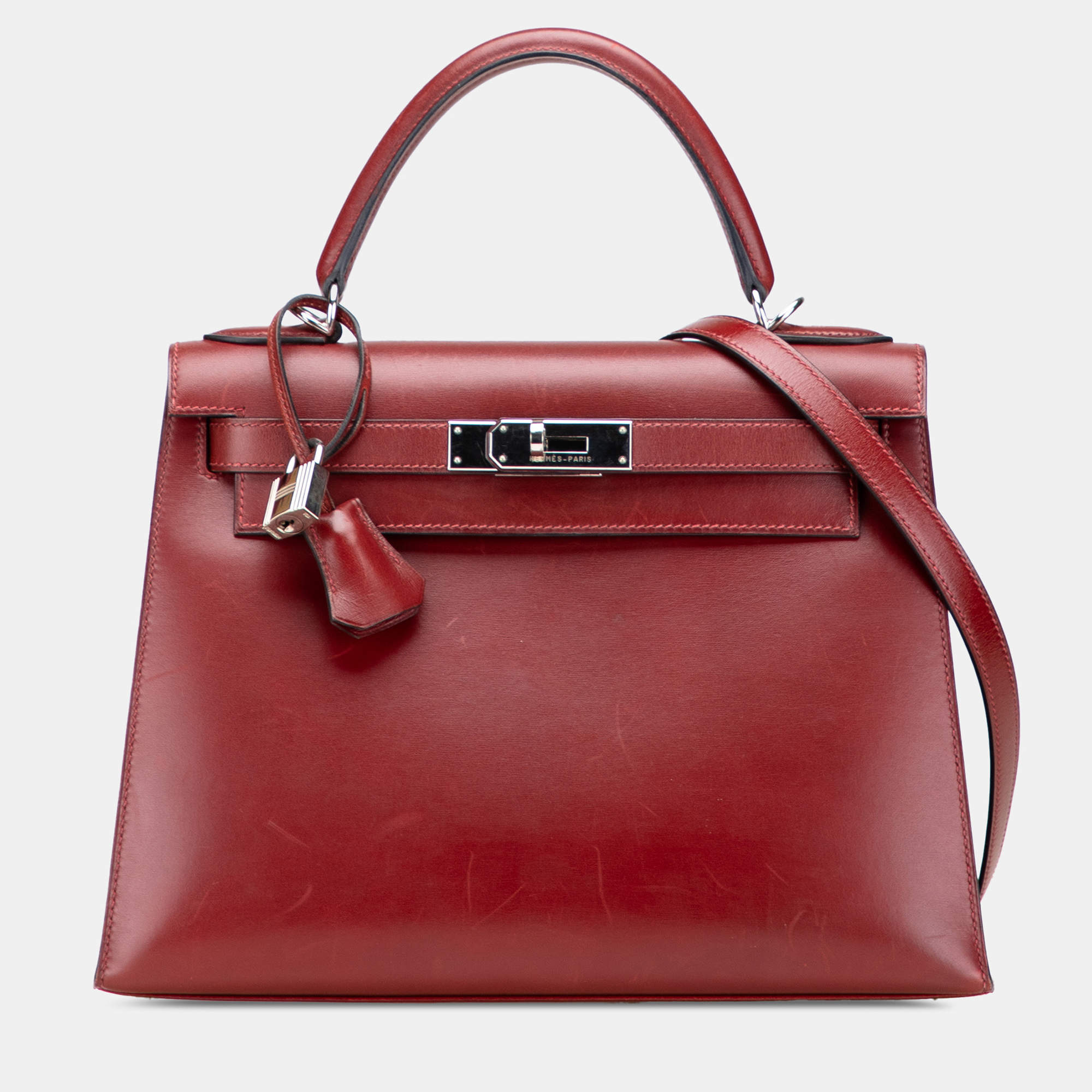 Pre Owned Hermes Red Box Calf Kelly II Sellier 28