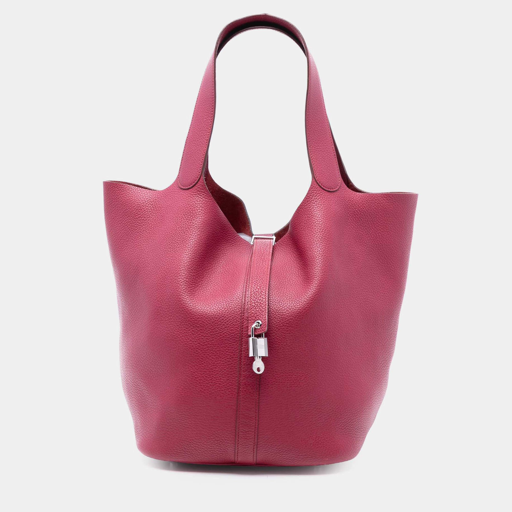 Pre Owned Hermes Pink Clemence Picotin Lock 33