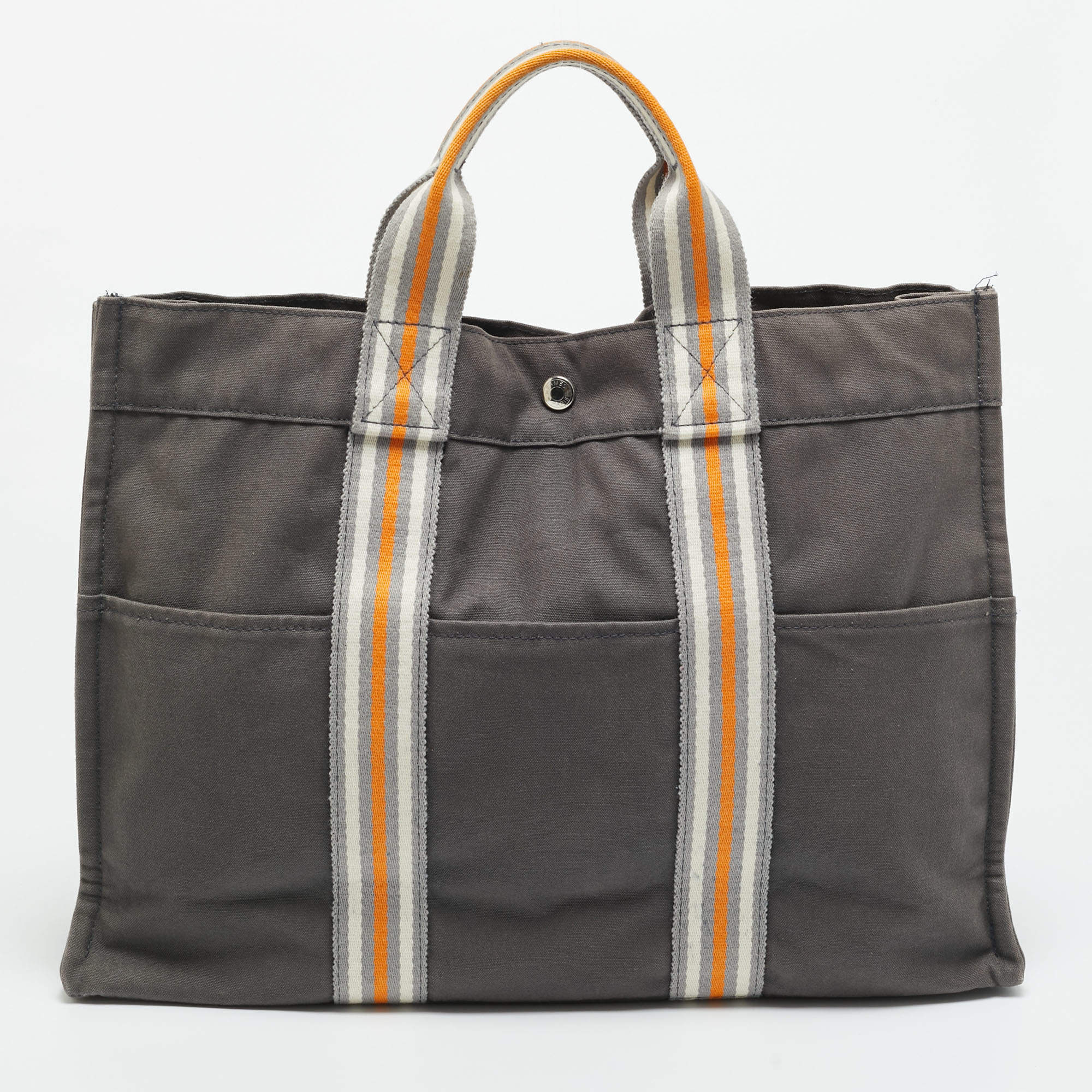 مملوكة مسبقًا Hermes Fourre Tout Grey/Orange Canvas Tote