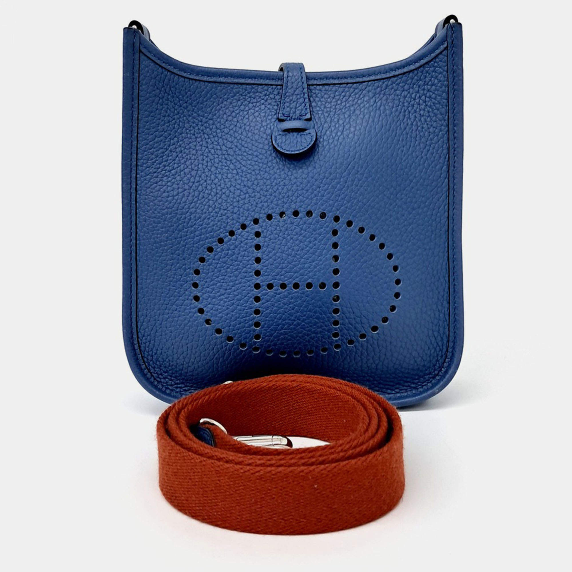 Pre Owned Hermes Blue Leather Evelyn 16