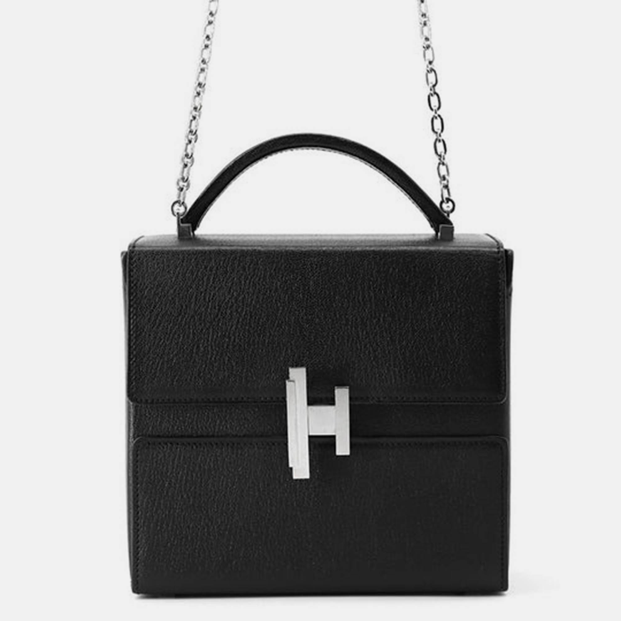 مملوكة مسبقًا Hermes Cinetic 2Way Bag Black Chevre Myzore Goatskin